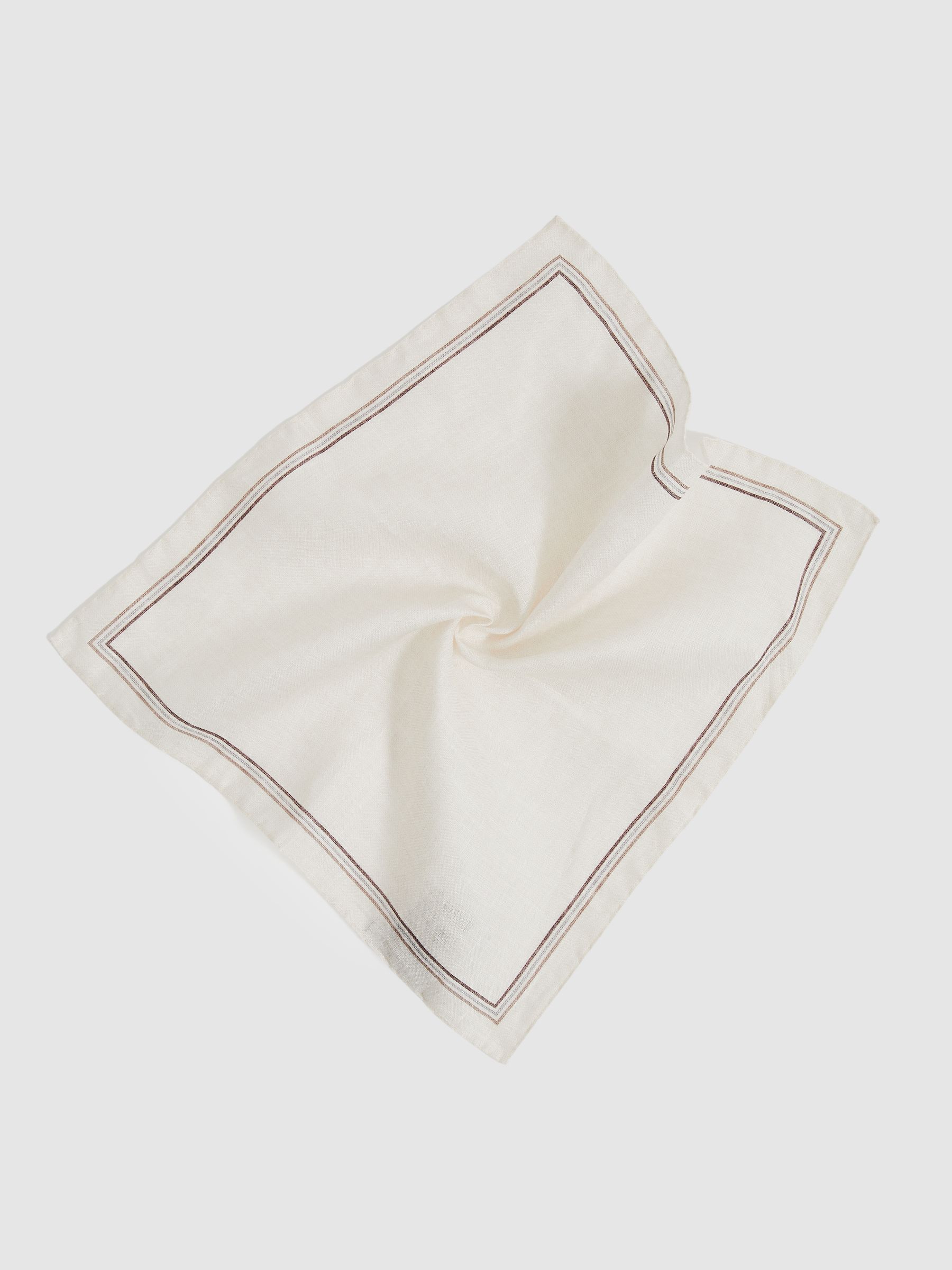 Linen Pocket Square in Ecru - Image 2 of 3