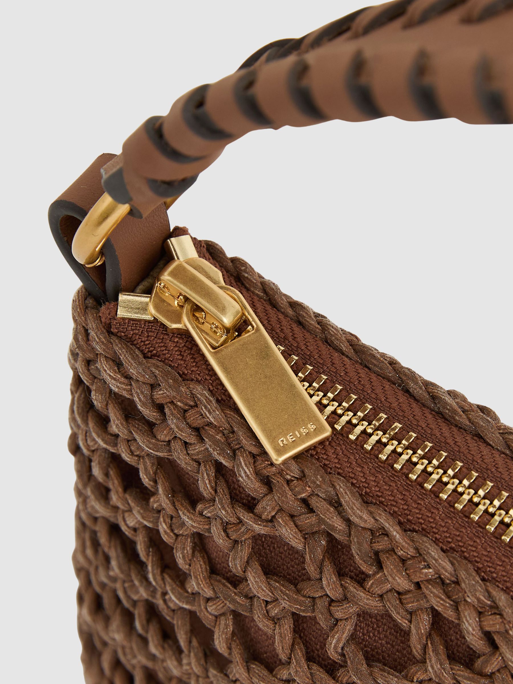 Weave Cross-Body Bag in Tan - Image 5 of 6