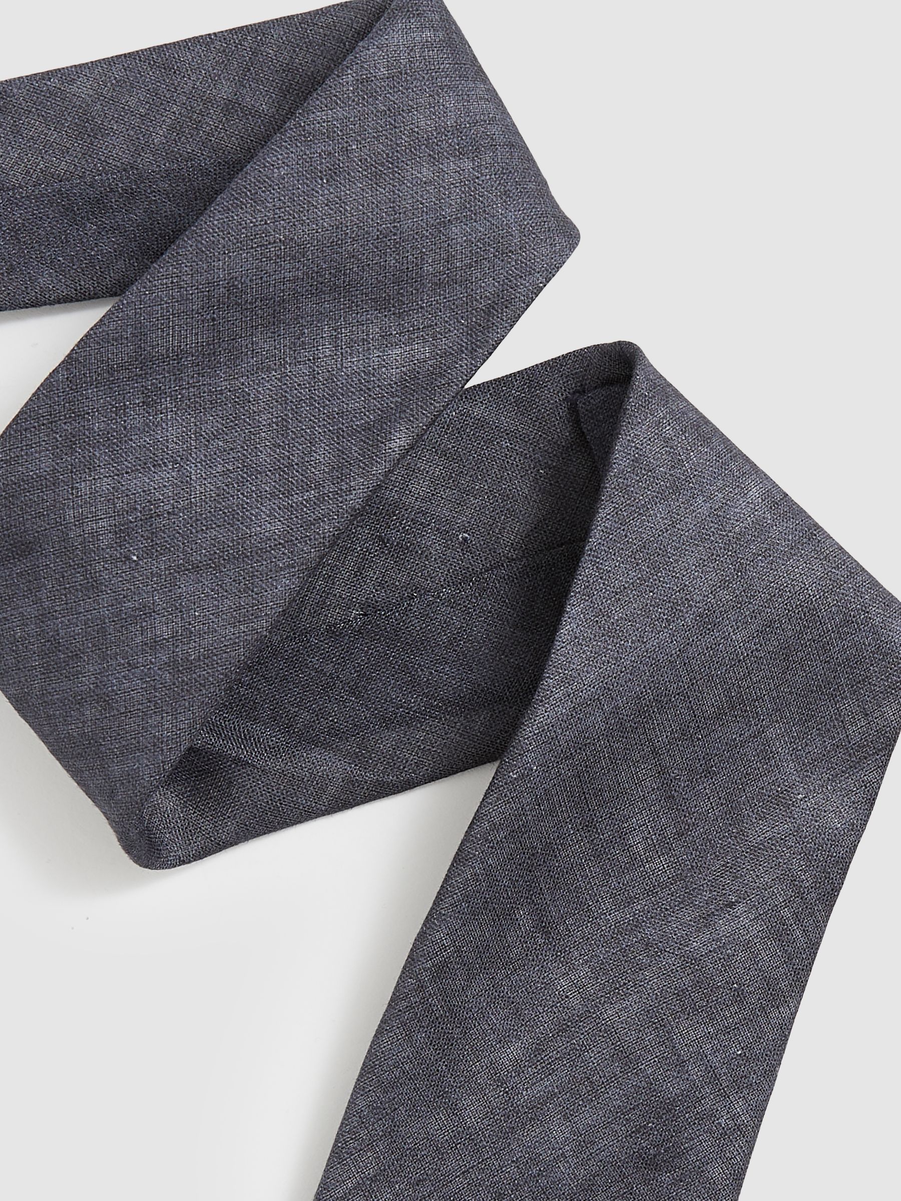 Linen Textured Tie in Navy - Image 3 of 5