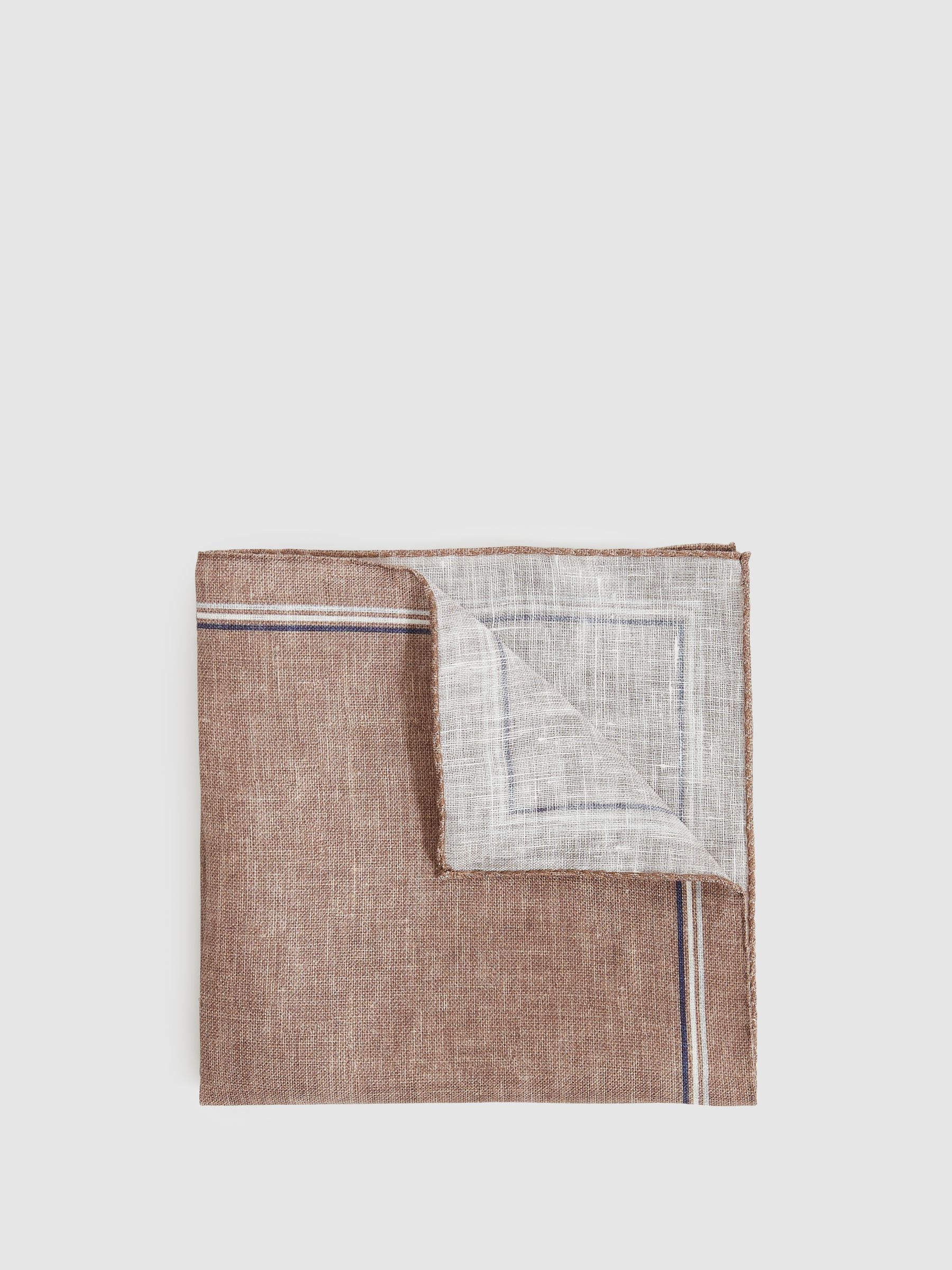 Linen Pocket Square in Soft Brown - Image 1 of 3