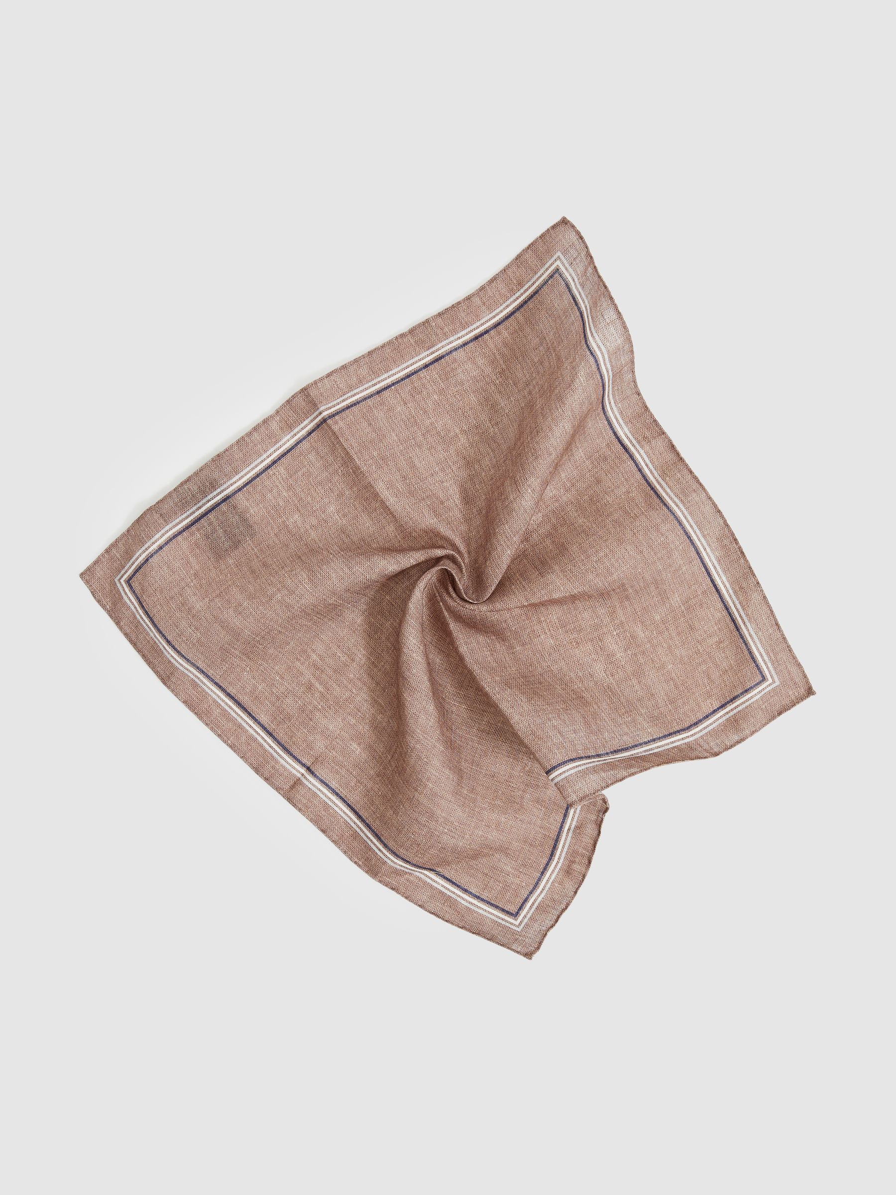 Linen Pocket Square in Soft Brown - Image 2 of 3