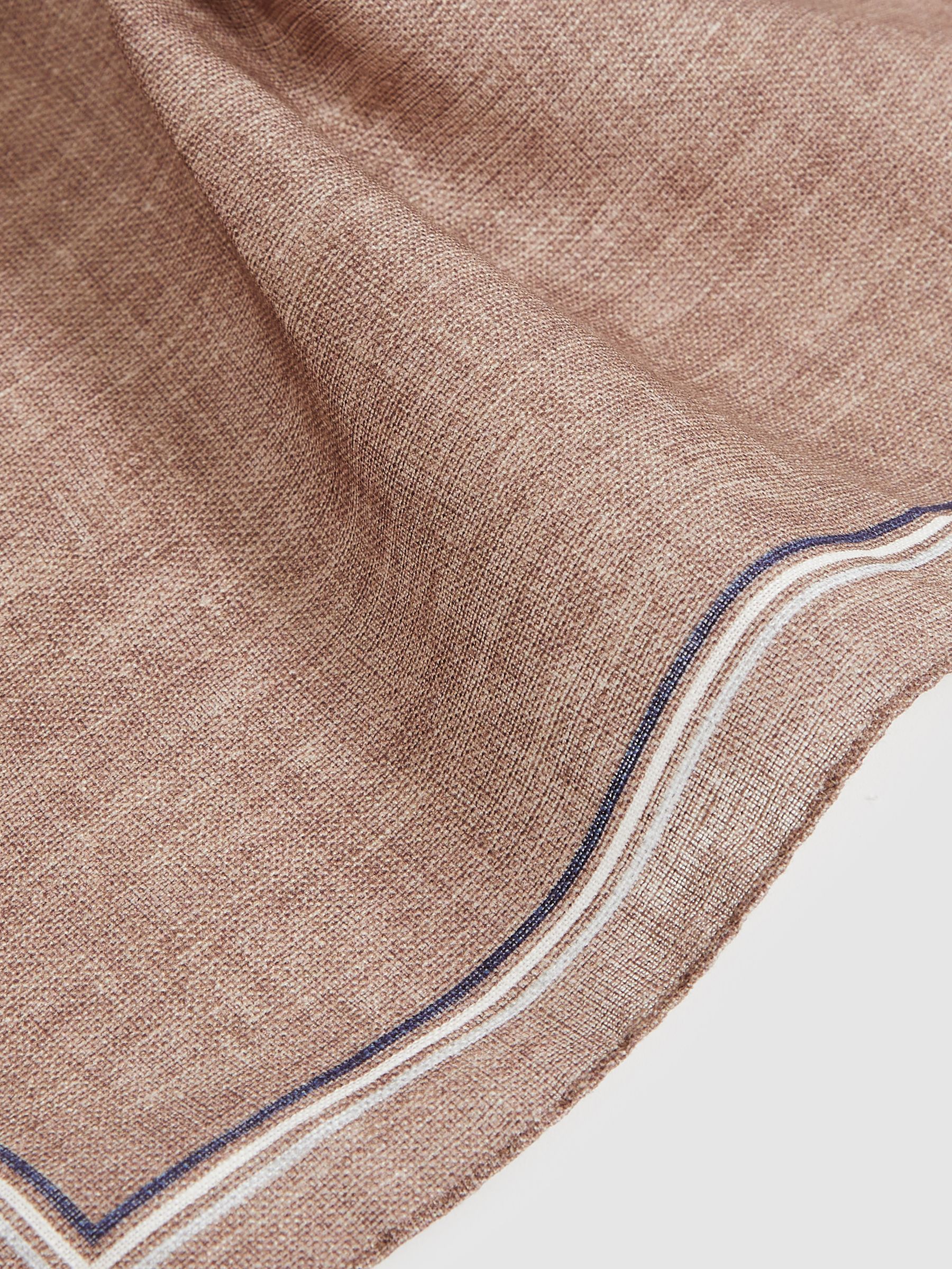 Linen Pocket Square in Soft Brown - Image 4 of 4