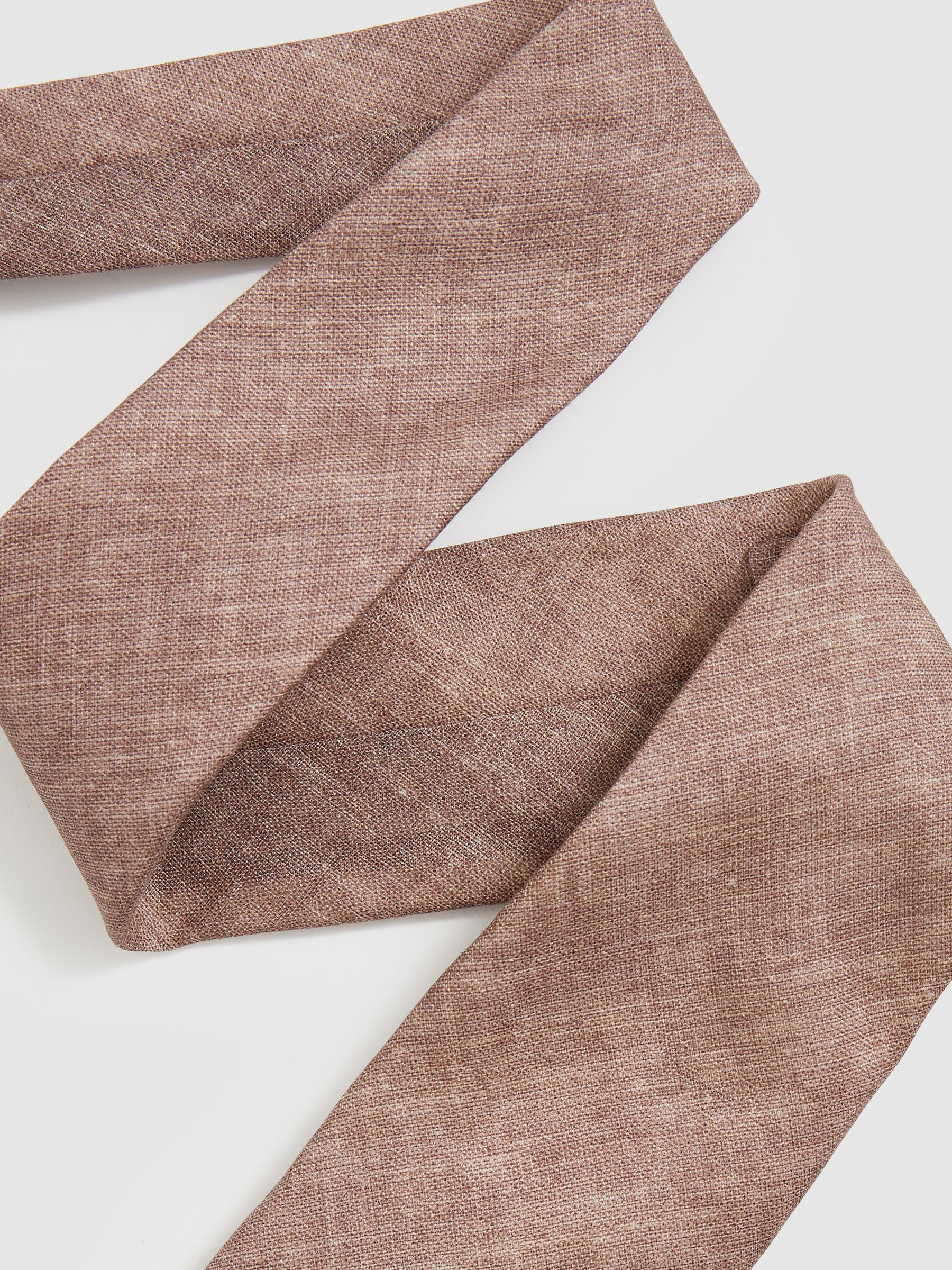 Linen Textured Tie in Soft Brown - Image 2 of 4