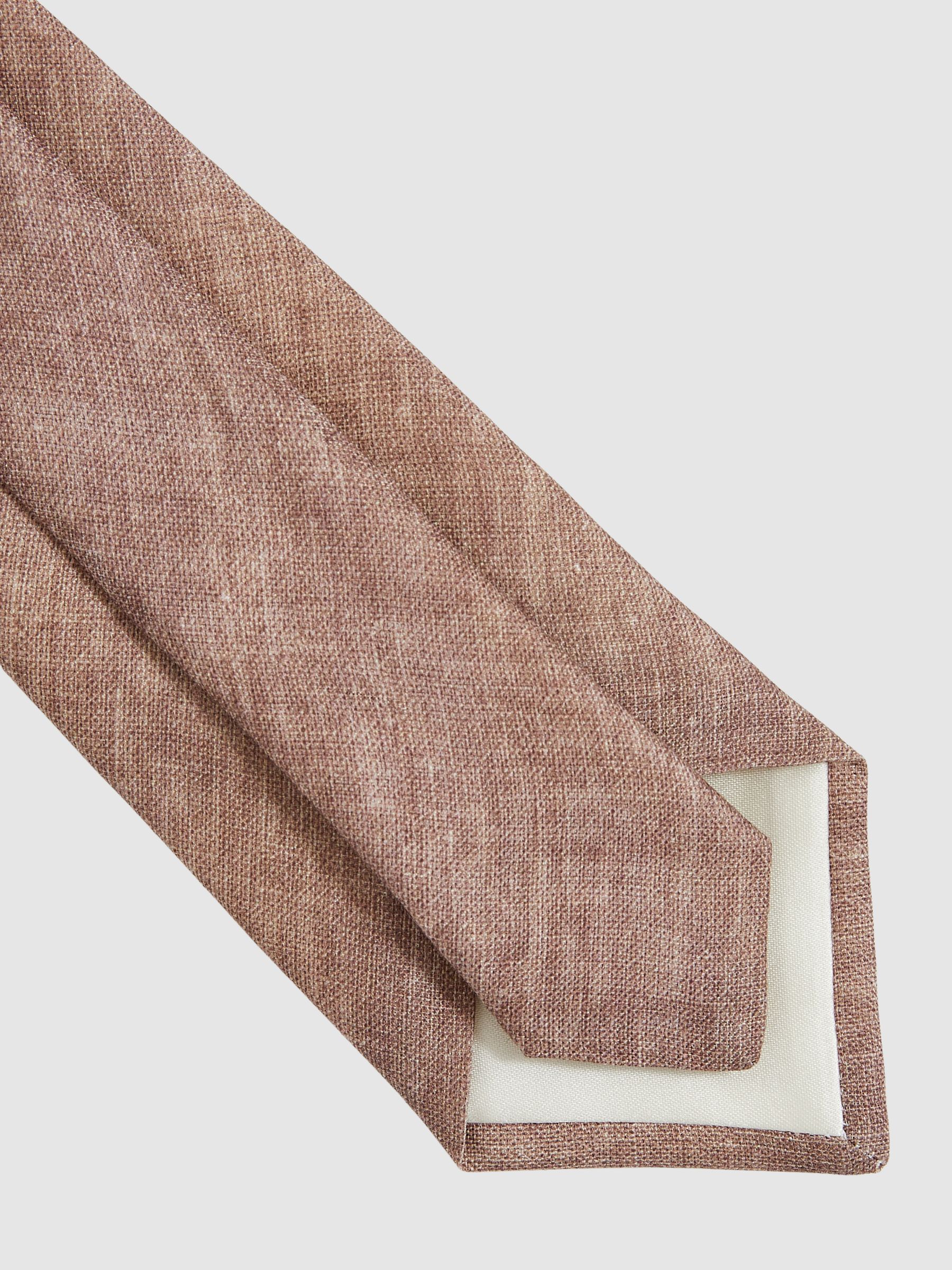Linen Textured Tie in Soft Brown - Image 3 of 4
