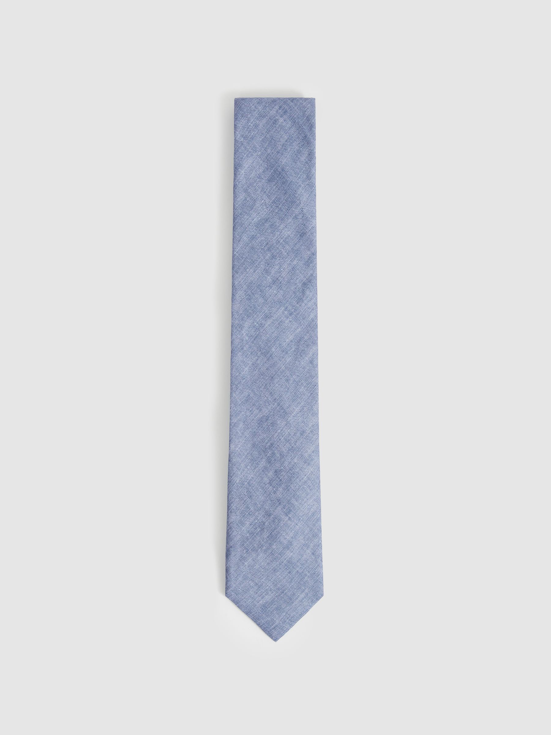 Linen Textured Tie in Soft Blue - Image 1 of 4