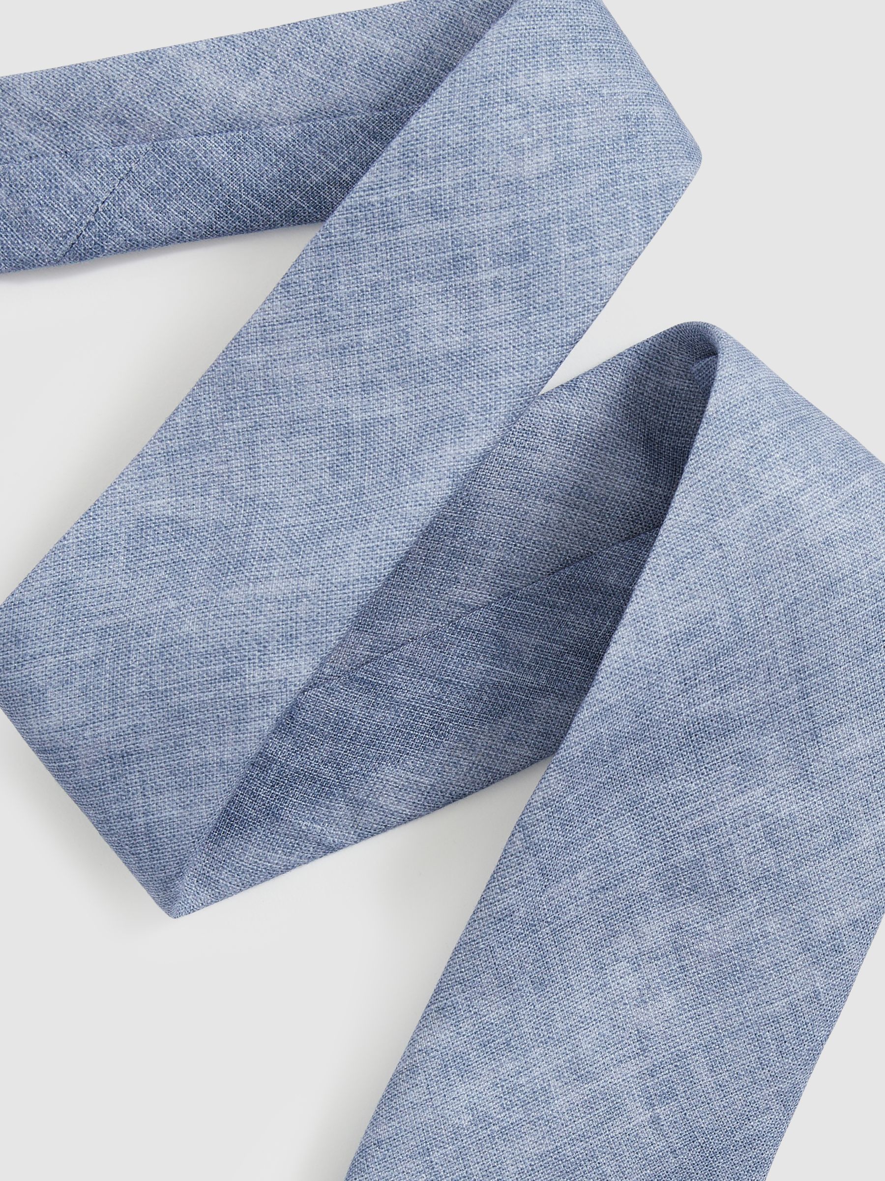 Linen Textured Tie in Soft Blue - Image 2 of 4