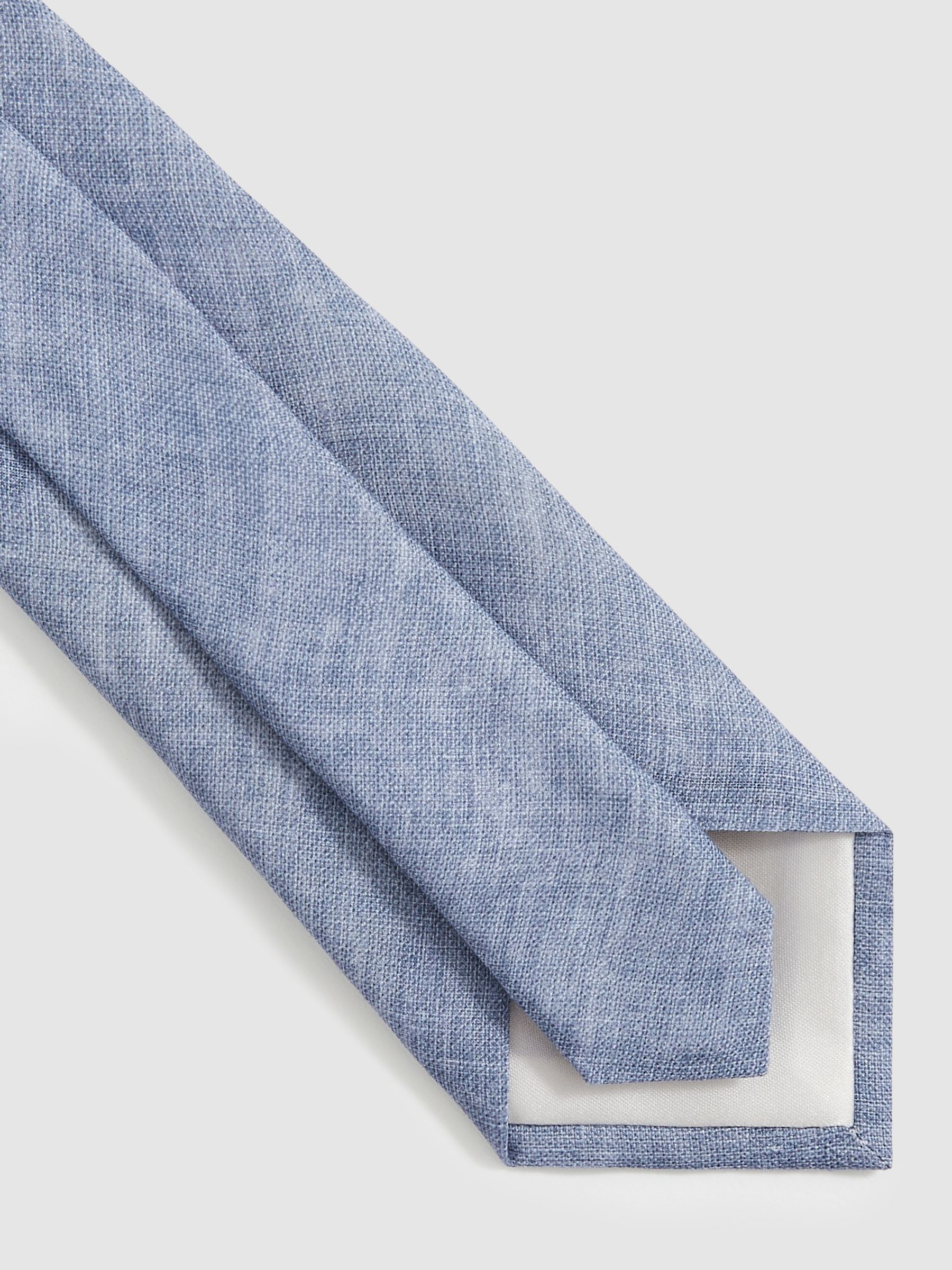 Linen Textured Tie in Soft Blue - Image 3 of 4