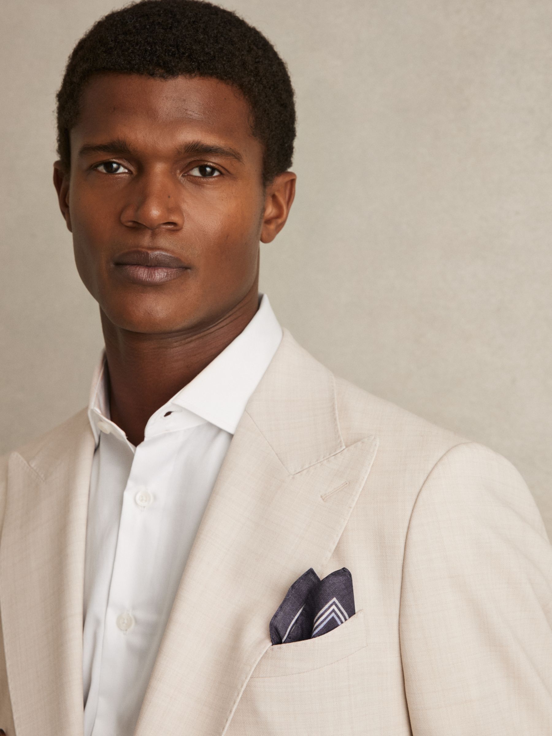 Linen Pocket Square in Navy - Image 2 of 4