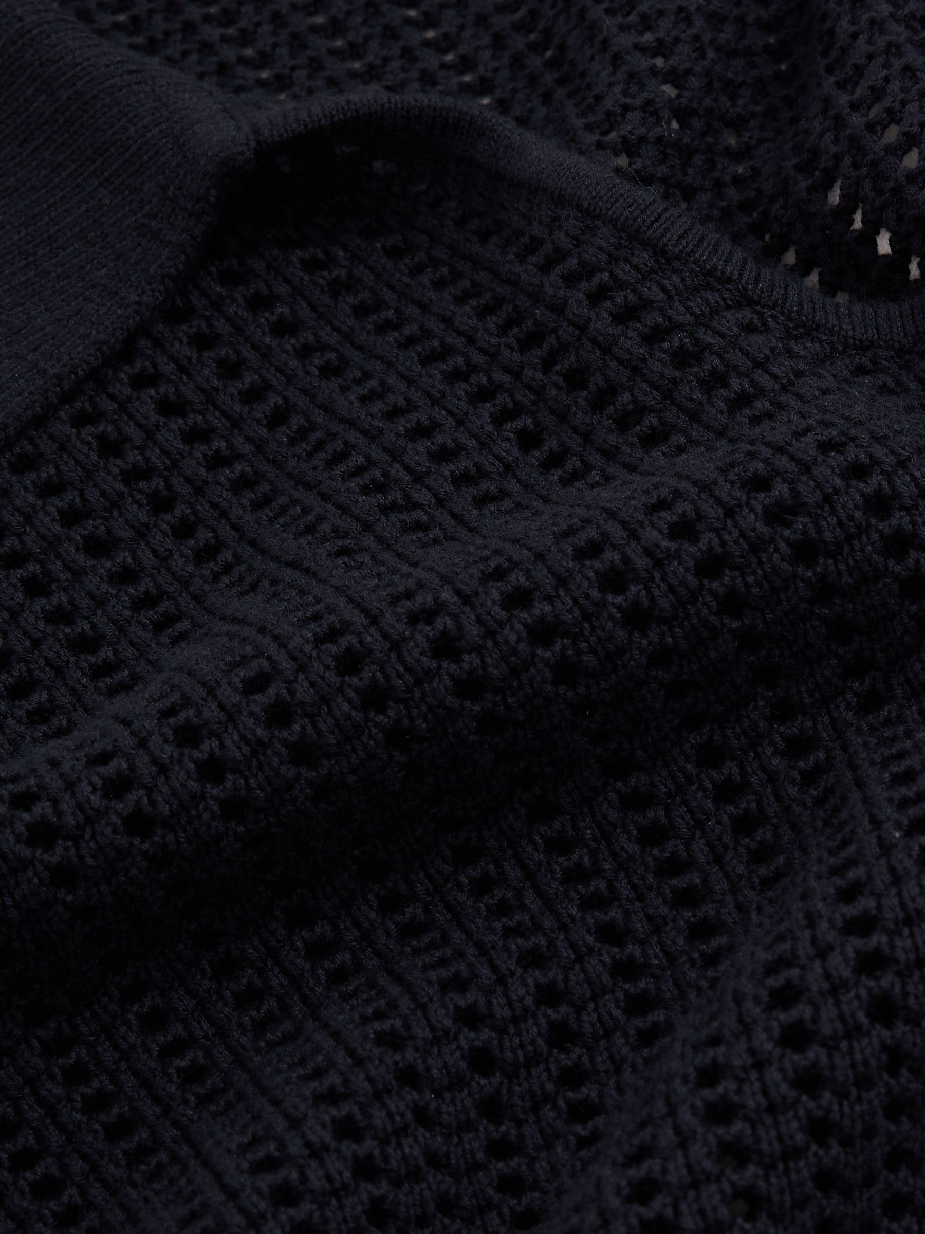 Cotton Blend Open Collar Jumper in Navy - Image 7 of 7