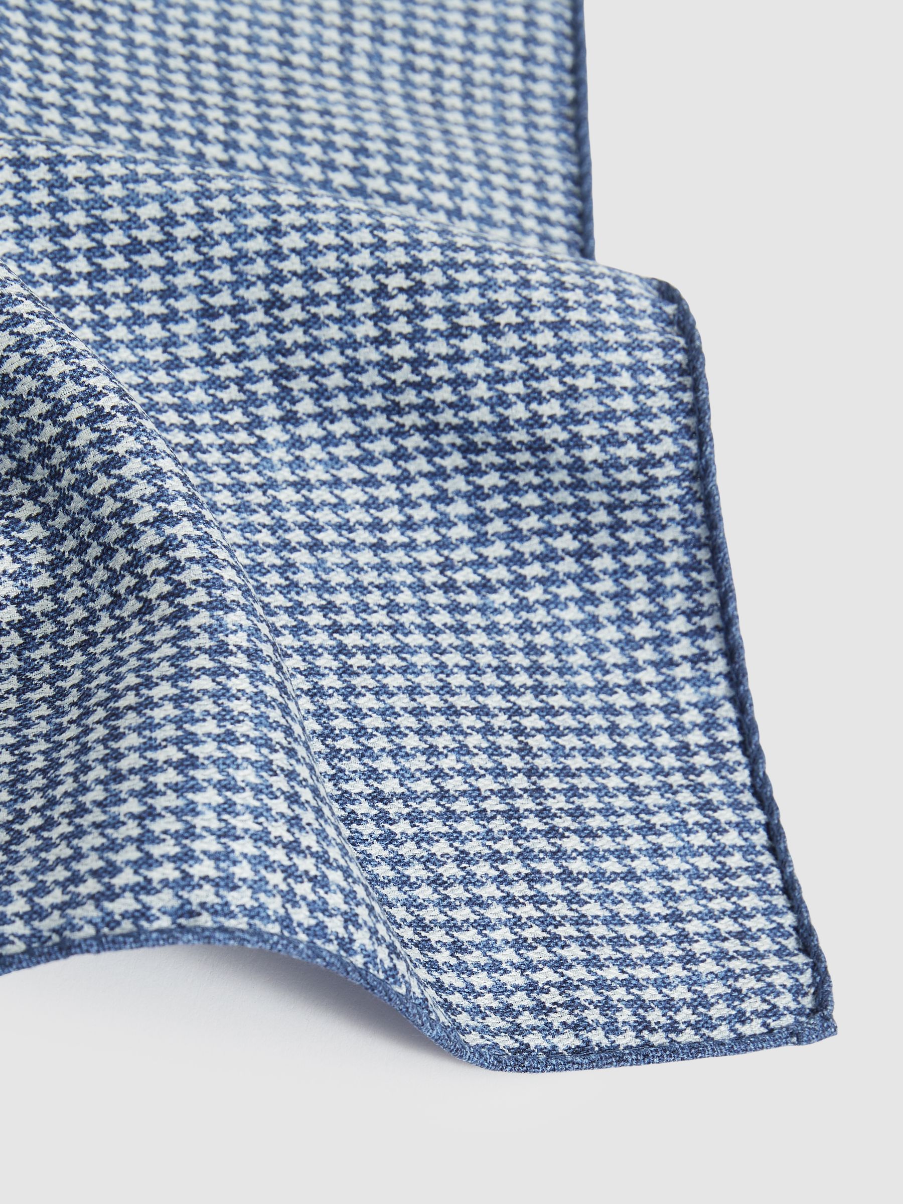 Silk Medallion-Print Pocket Square in Navy - Image 5 of 5