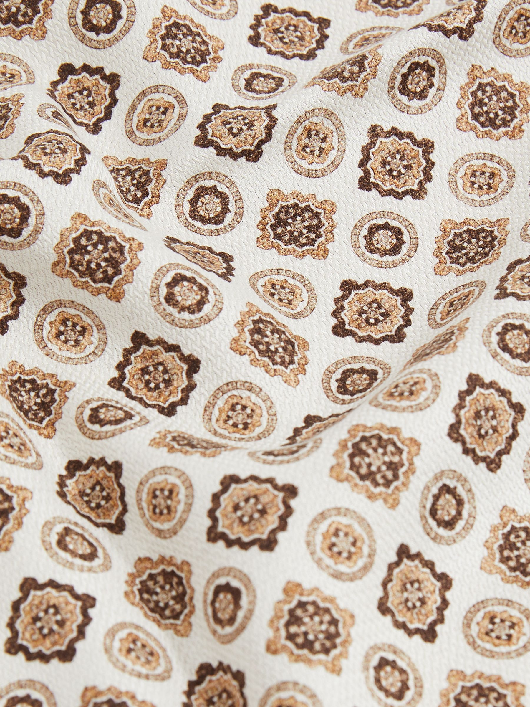 Silk Medallion-Print Pocket Square in Oatmeal - Image 4 of 4