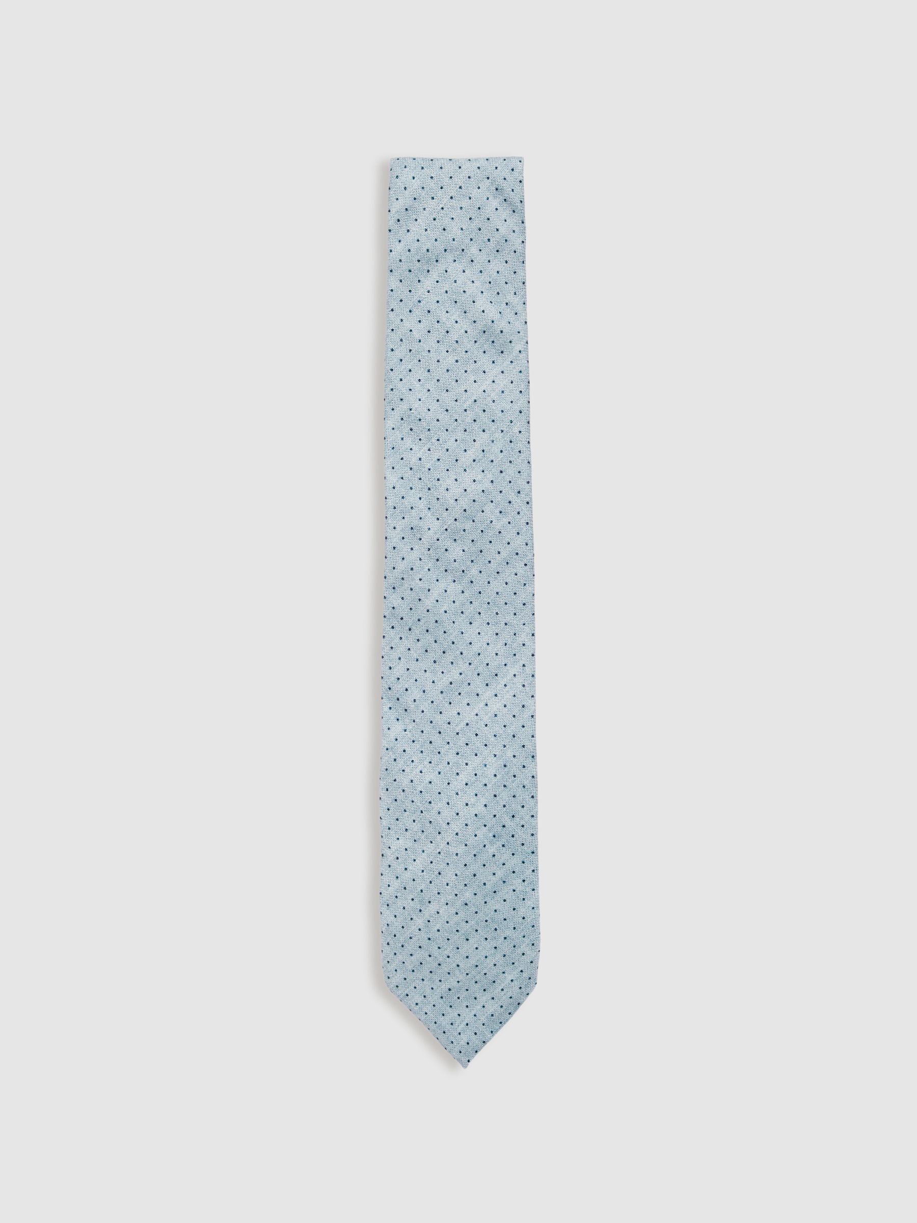 Silk Pin-Dot Tie in Soft Blue - Image 1 of 5
