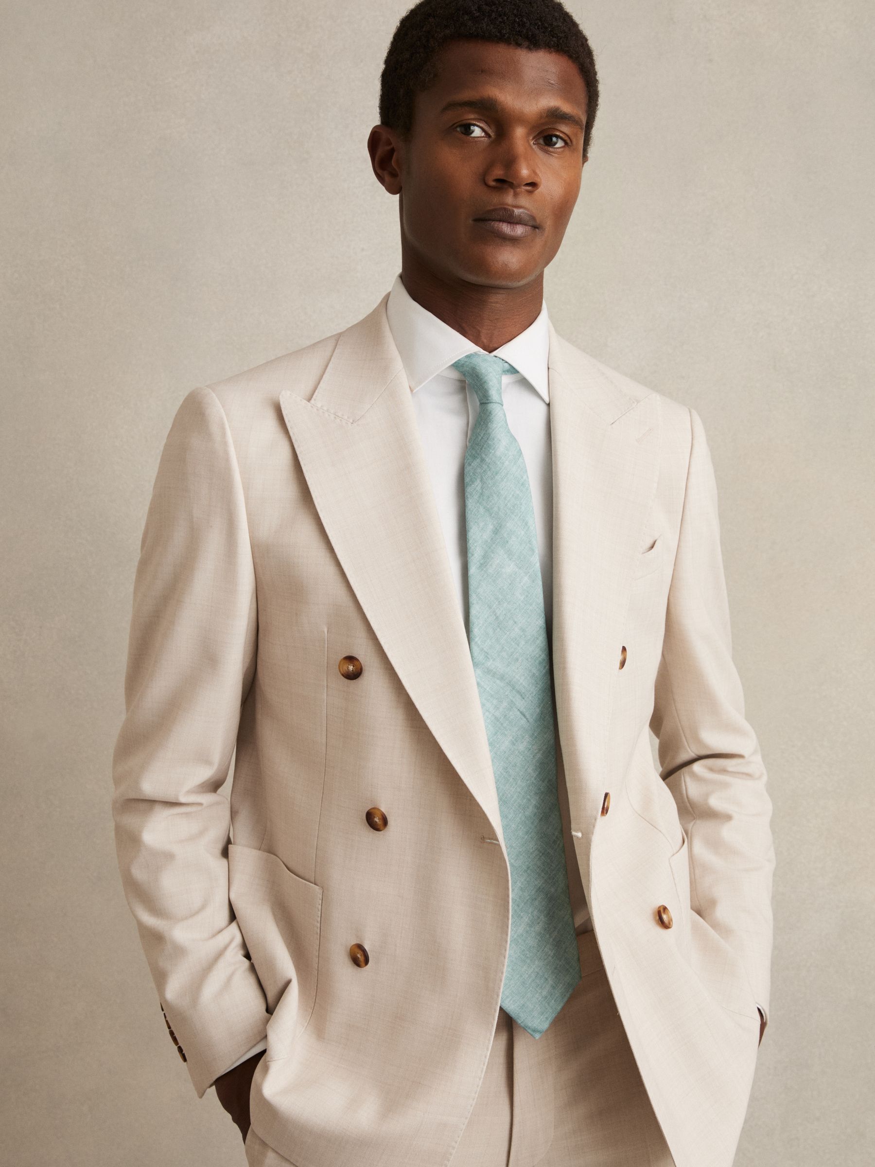 Linen Textured Tie in Soft Sage - Image 2 of 4