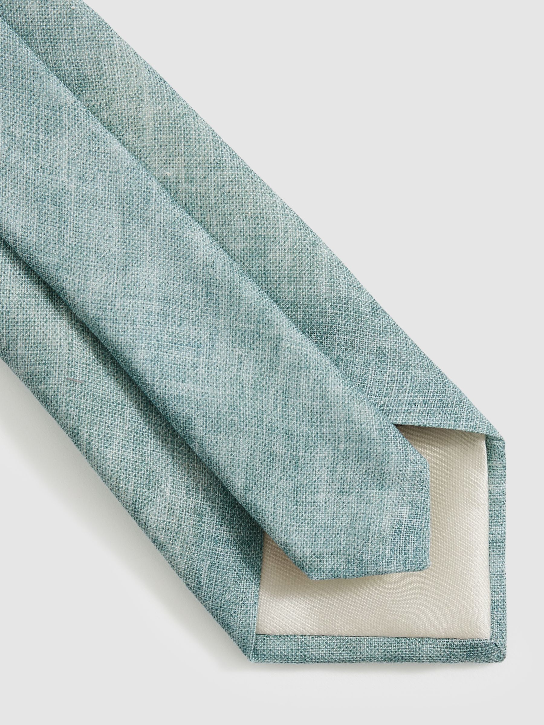 Linen Textured Tie in Soft Sage - Image 4 of 4