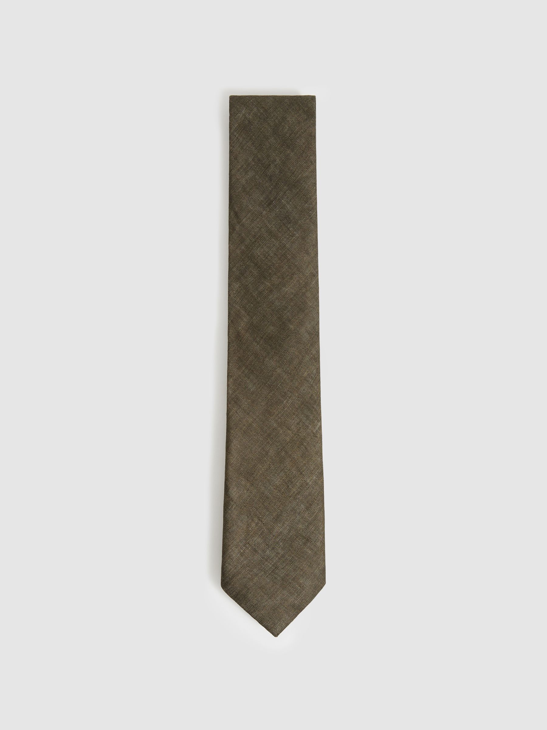 Linen Textured Tie in Olive - Image 1 of 5