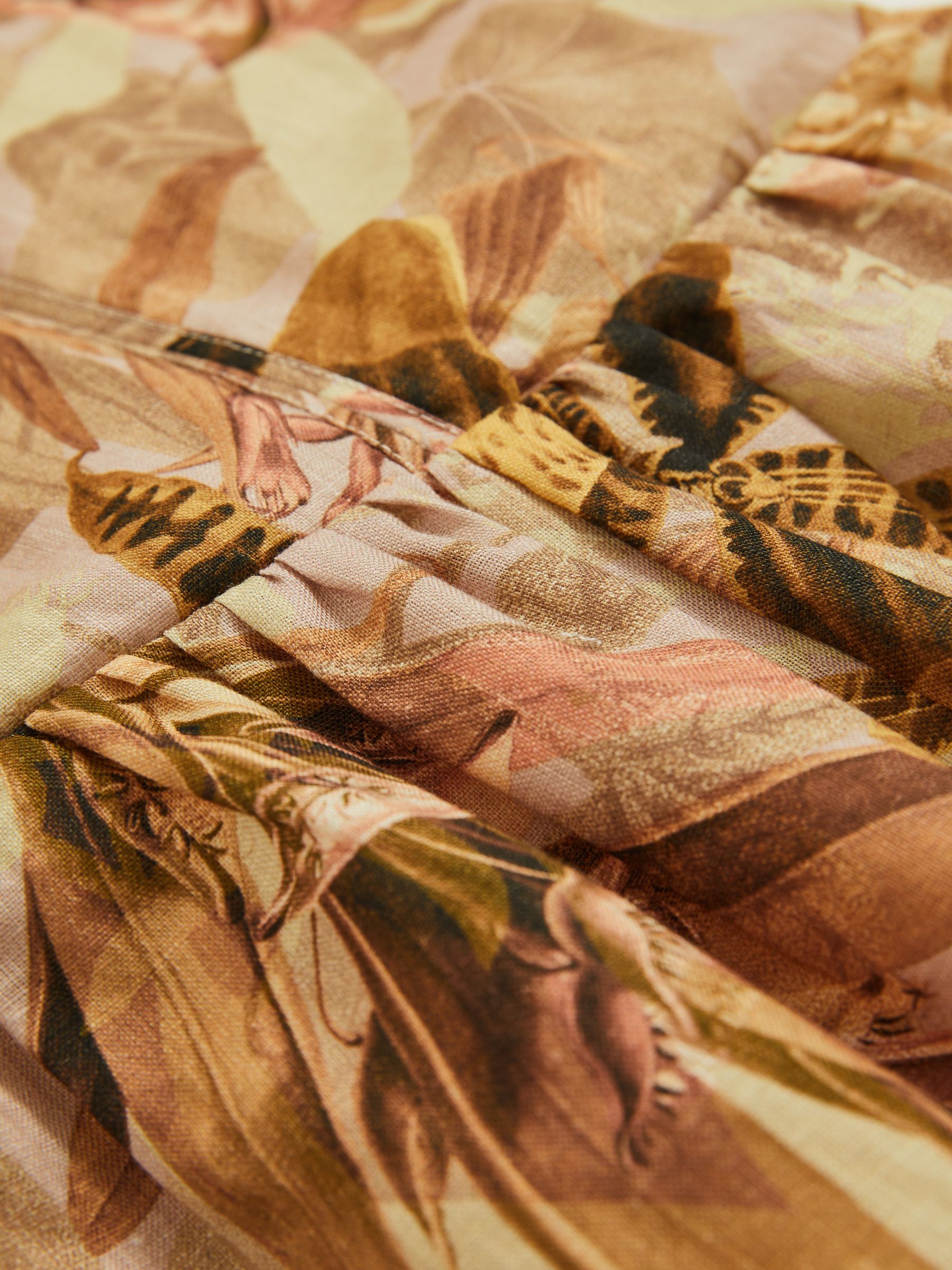 13-14 yrs Reiss | NYBG Floral-Print Midi Dress in Khaki - Image 5 of 5