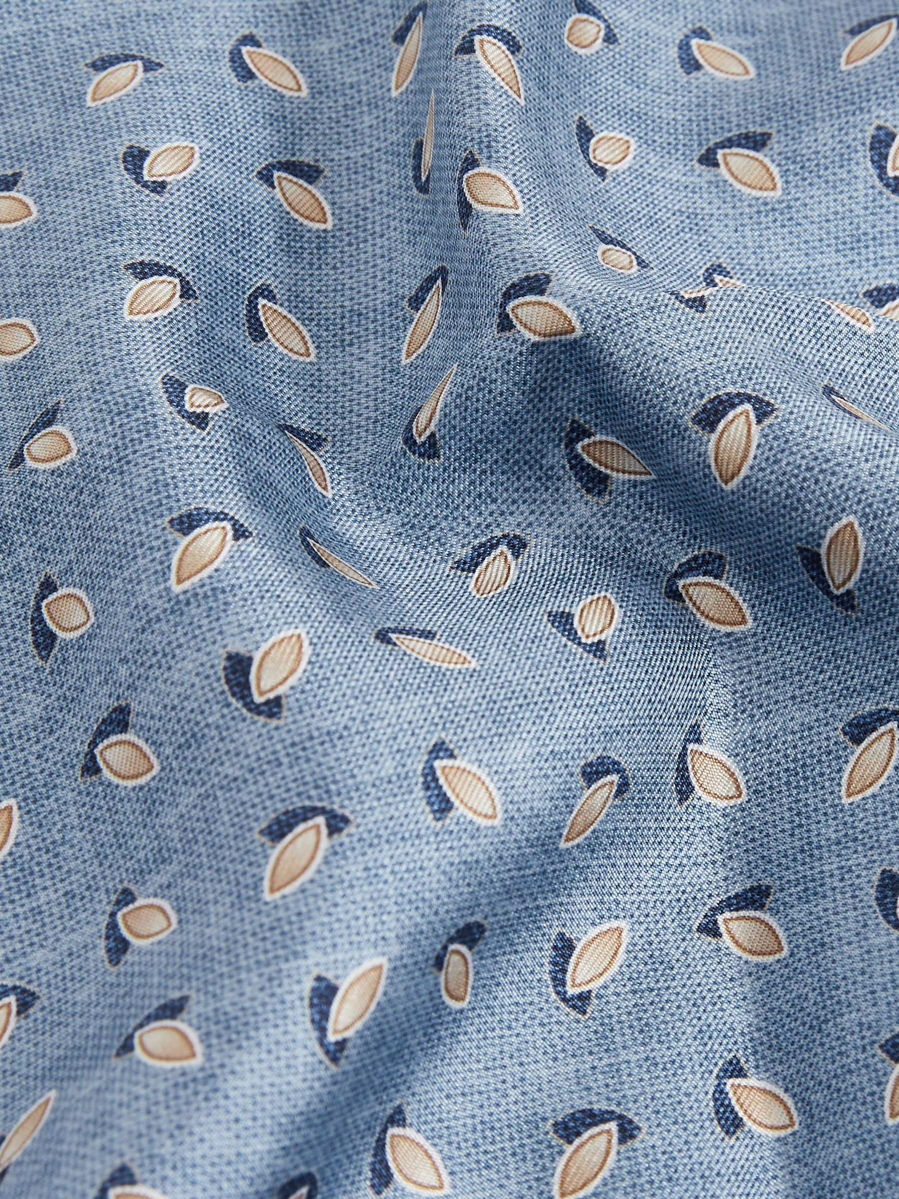 Almond Print Silk Pocket Square in Soft Blue Melange - Image 4 of 4