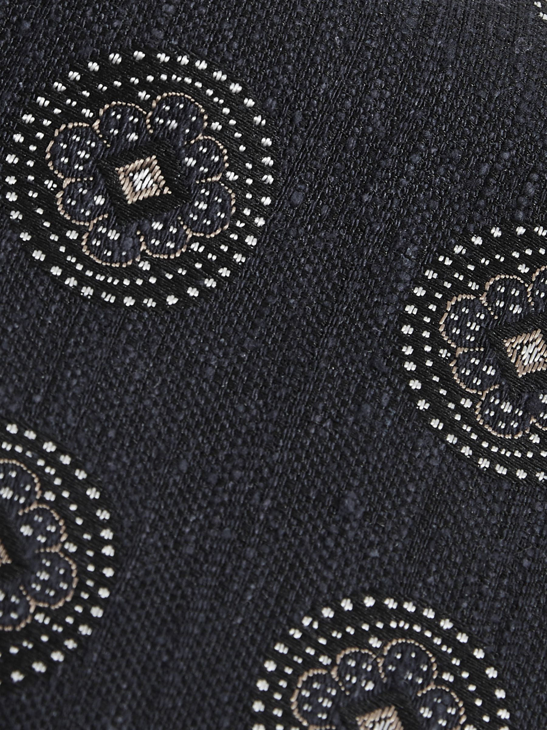Silk Blend Tie with Medallion Pattern in Navy - Image 4 of 4