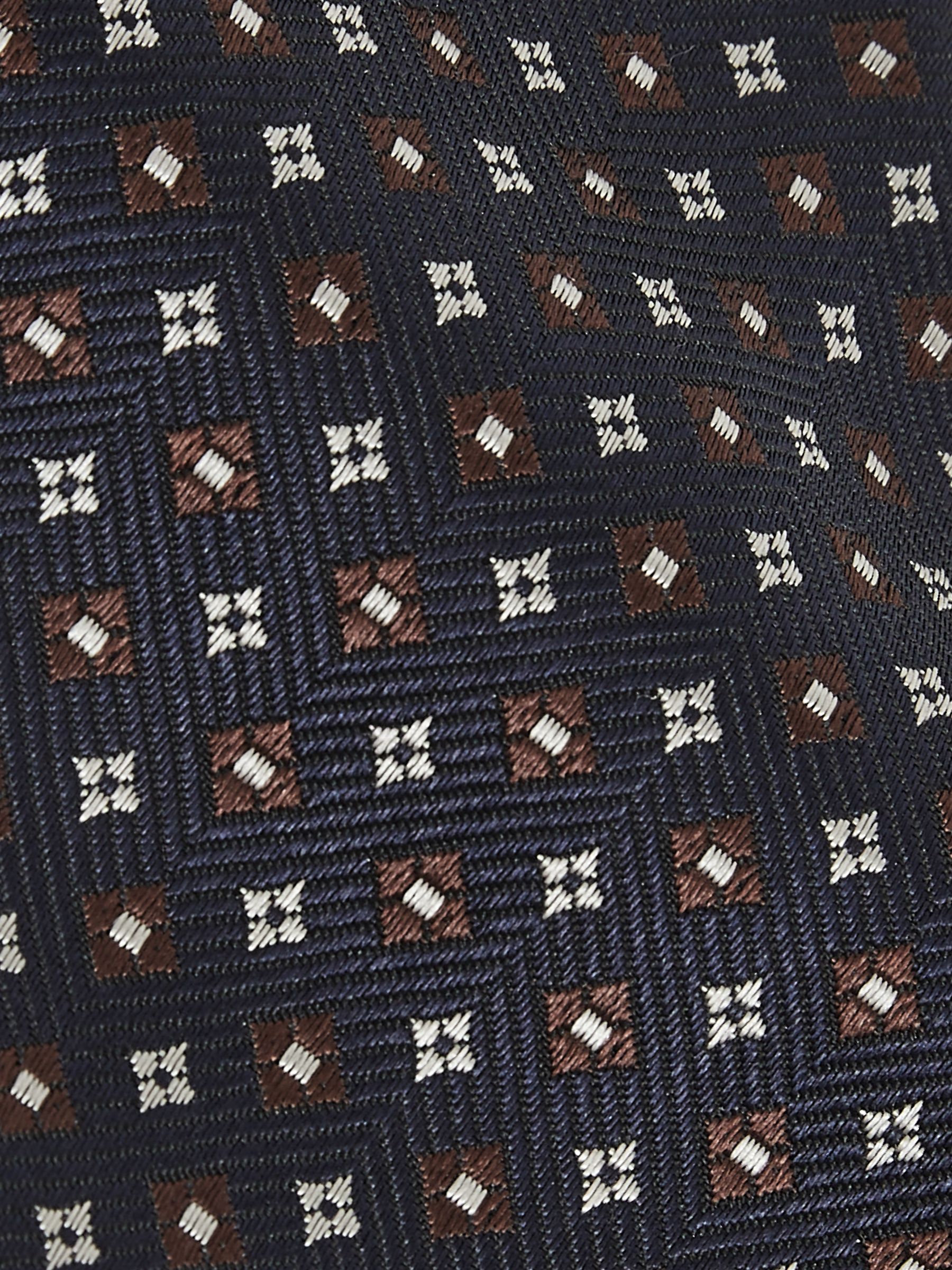 Foulard Silk Blend Floral Print Tie in Navy/Tobacco - Image 5 of 5