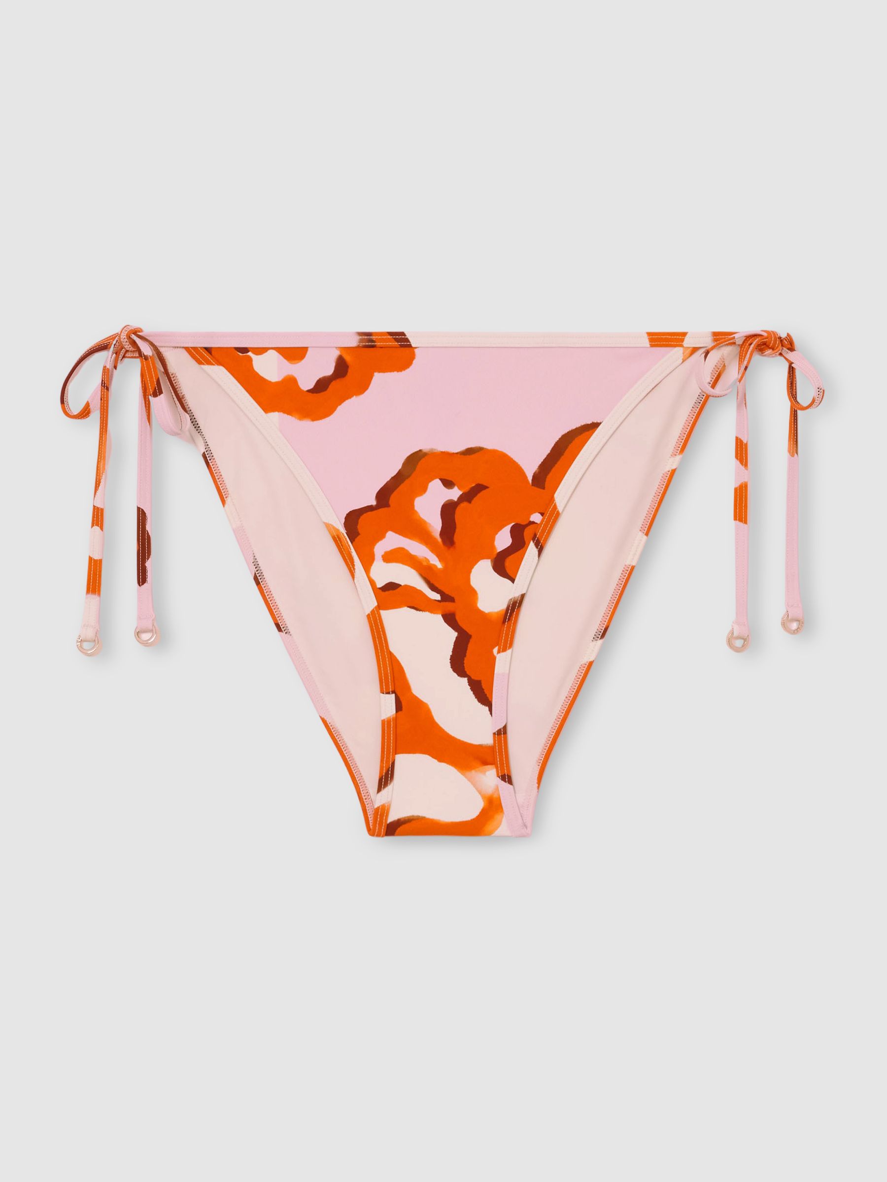 Printed Side Tie Bikini Bottoms in Pink/Orange - Image 2 of 4