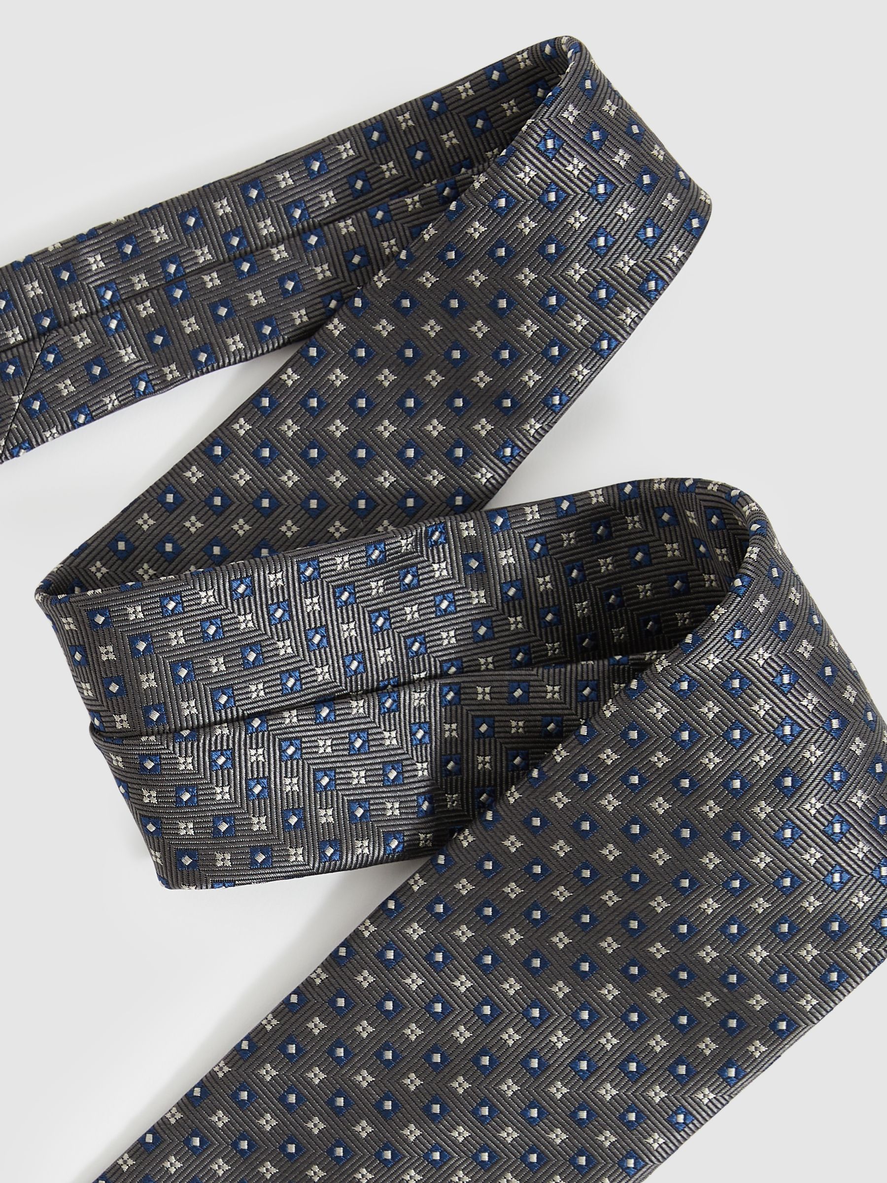 Foulard Silk Blend Floral Print Tie in Charcoal - Image 2 of 4