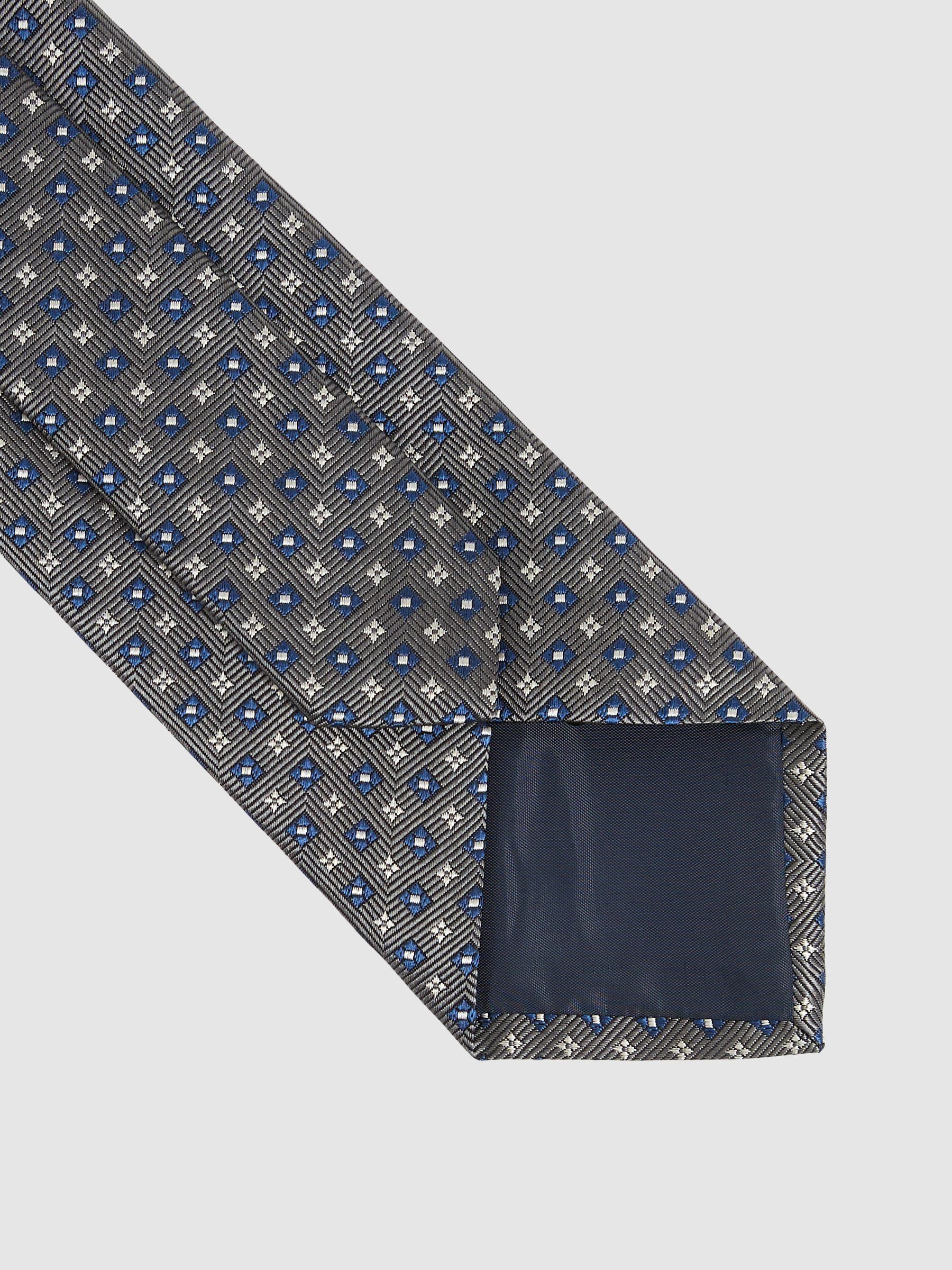 Foulard Silk Blend Floral Print Tie in Charcoal - Image 3 of 4