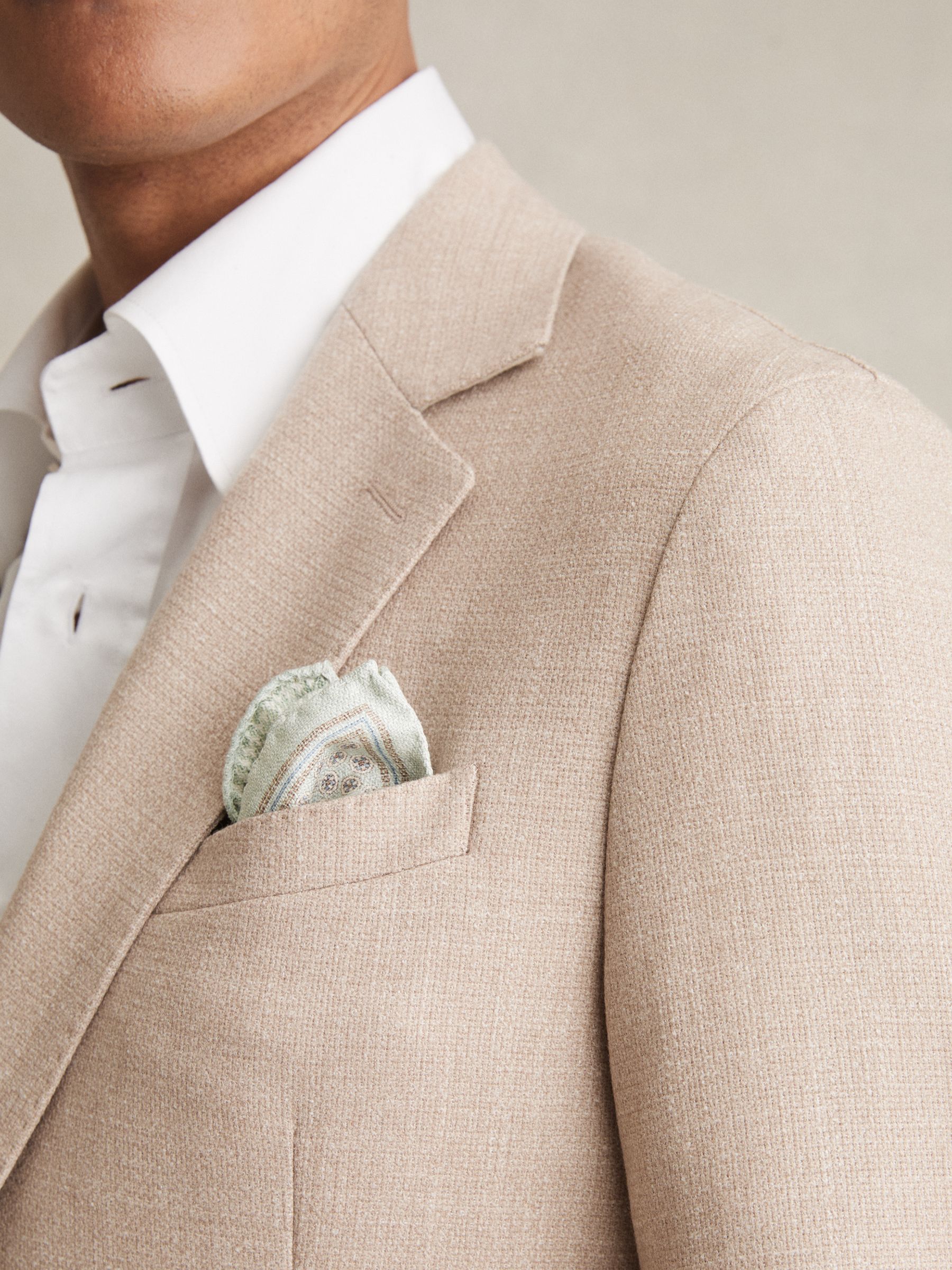 Silk Medallion-Print Pocket Square in Soft Sage - Image 2 of 5