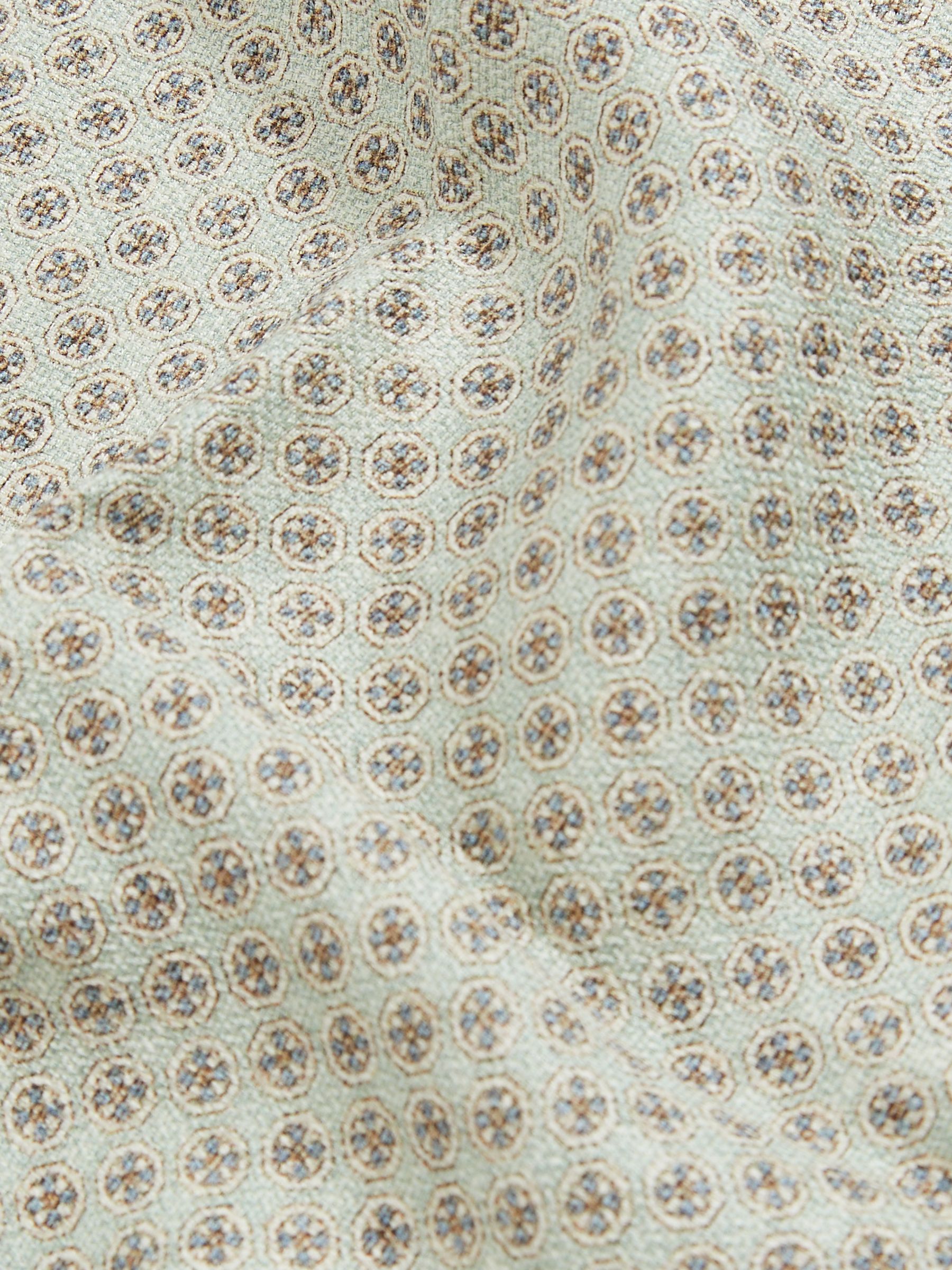 Silk Medallion-Print Pocket Square in Soft Sage - Image 4 of 5