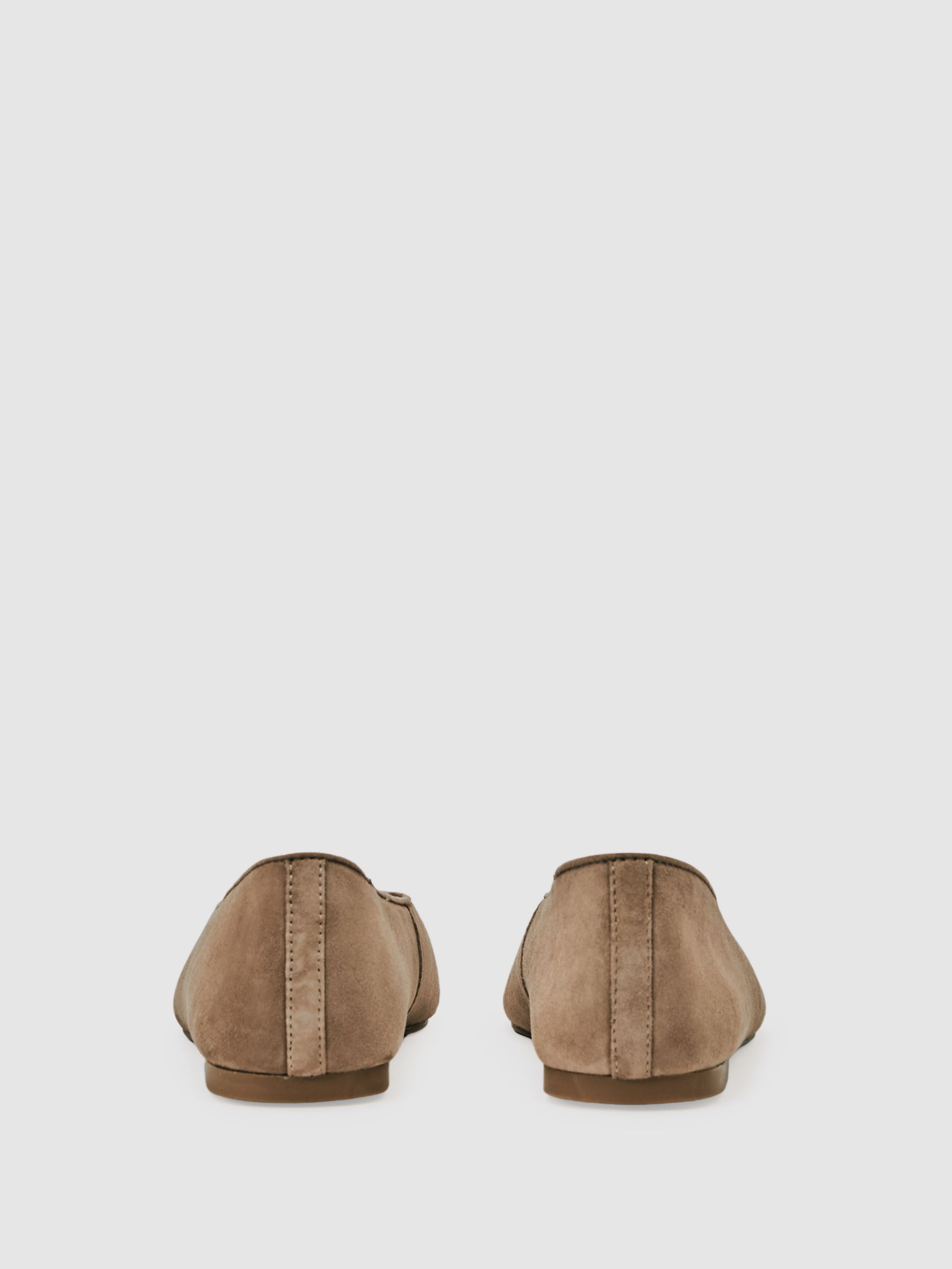 Leather Rounded-Point Toe Ballet Flats in Taupe - image 3