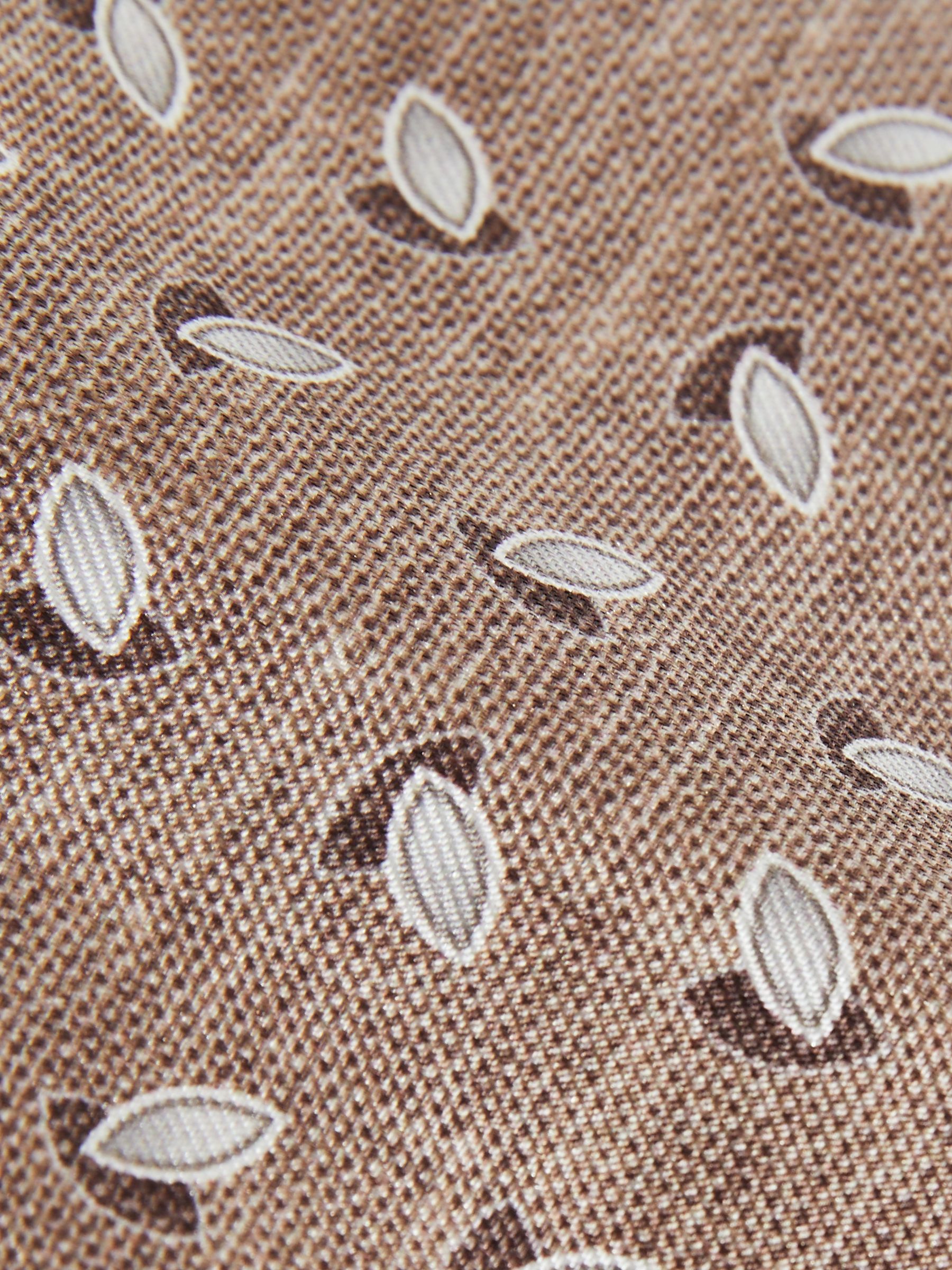 Silk Geometric Print Tie in Soft Brown Melange - Image 4 of 4
