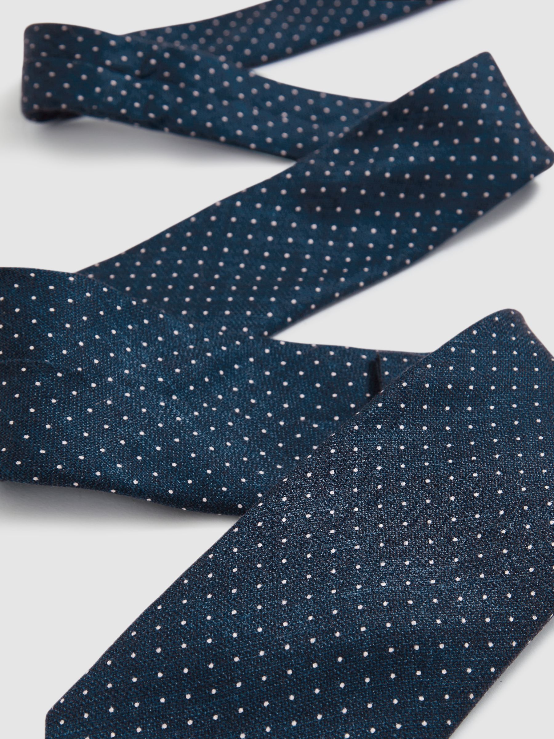 Silk Pin-Dot Tie in Navy - Image 3 of 5