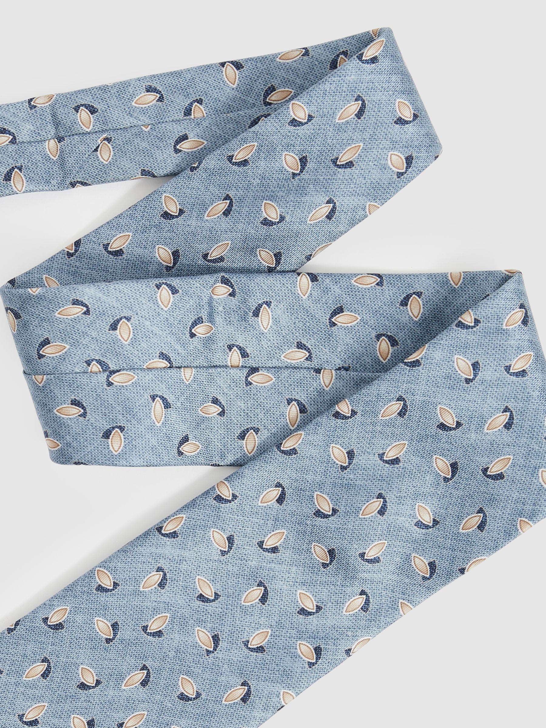Silk Geometric Print Tie in Soft Blue Melange - Image 2 of 4