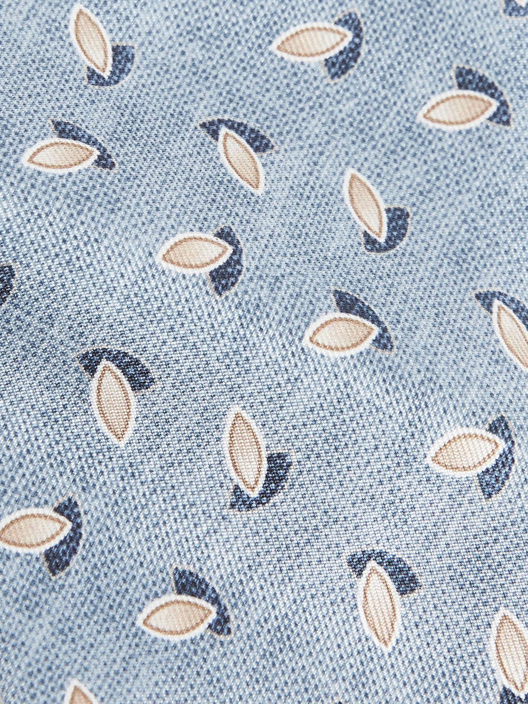 Silk Geometric Print Tie in Soft Blue Melange - Image 4 of 4