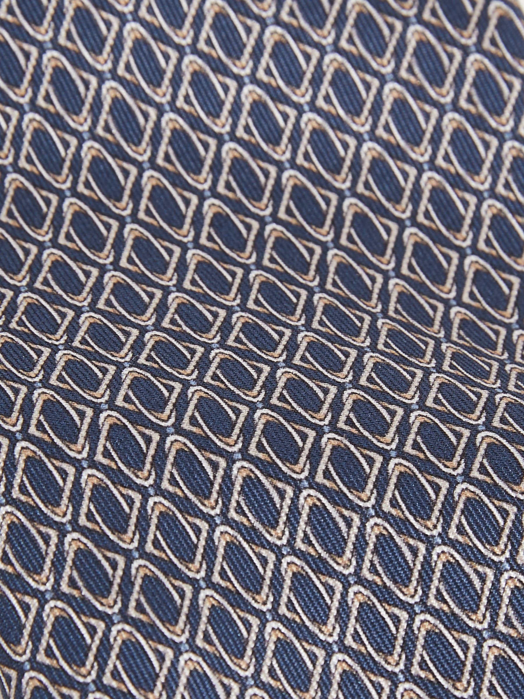 Silk Geometric-Print Tie in Navy - Image 4 of 4