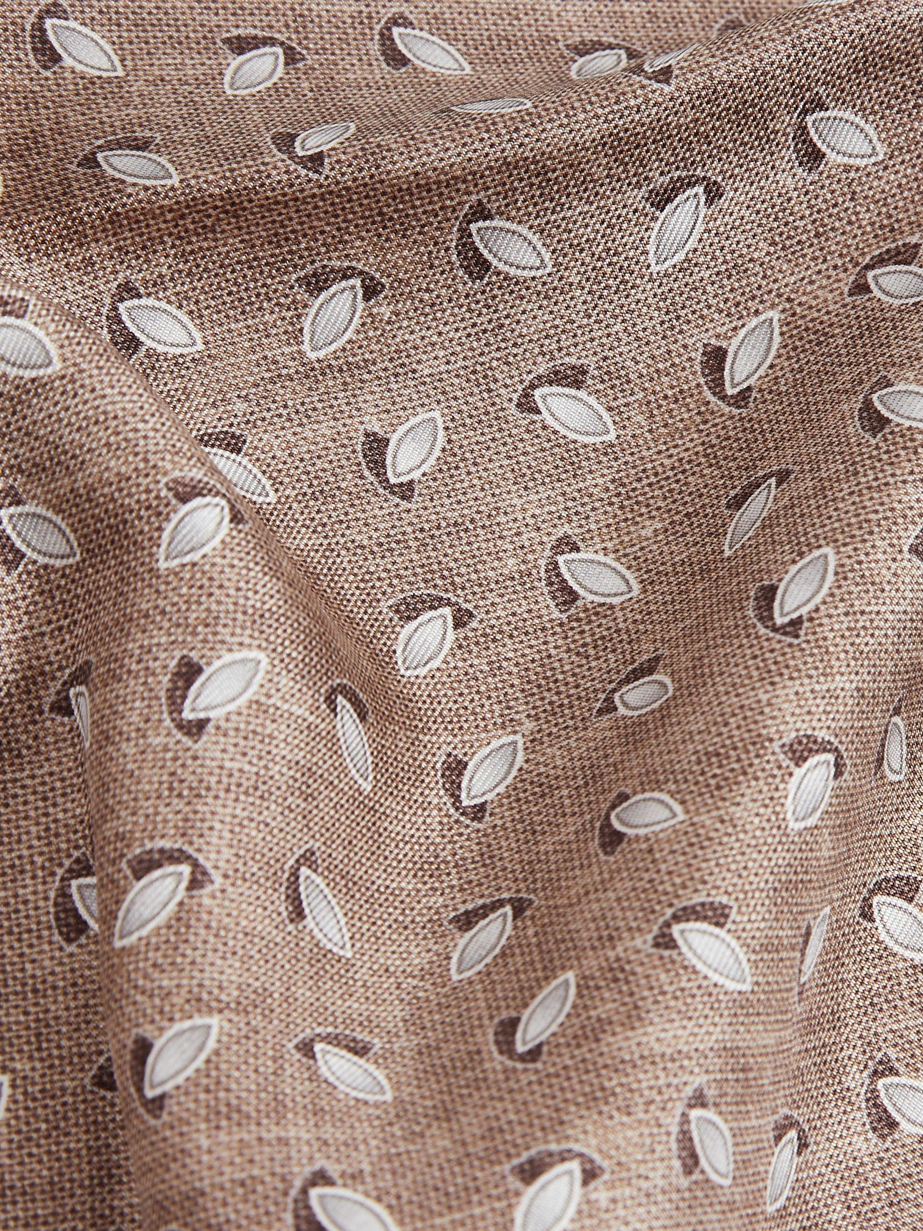 Almond Print Silk Pocket Square in Soft Brown Melange - Image 4 of 4