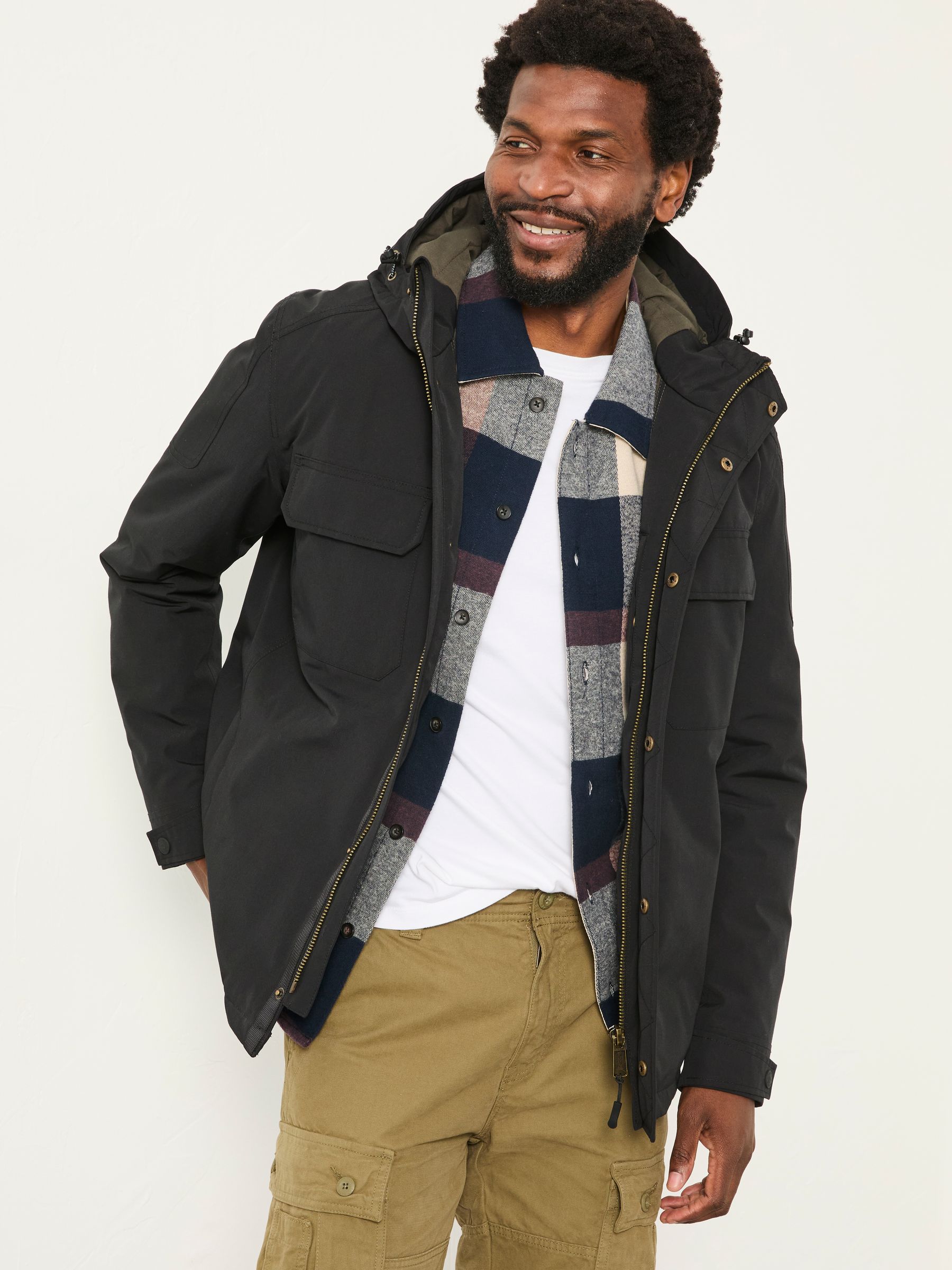 Truro Black Hooded Waterproof Jacket - Image 1 of 5