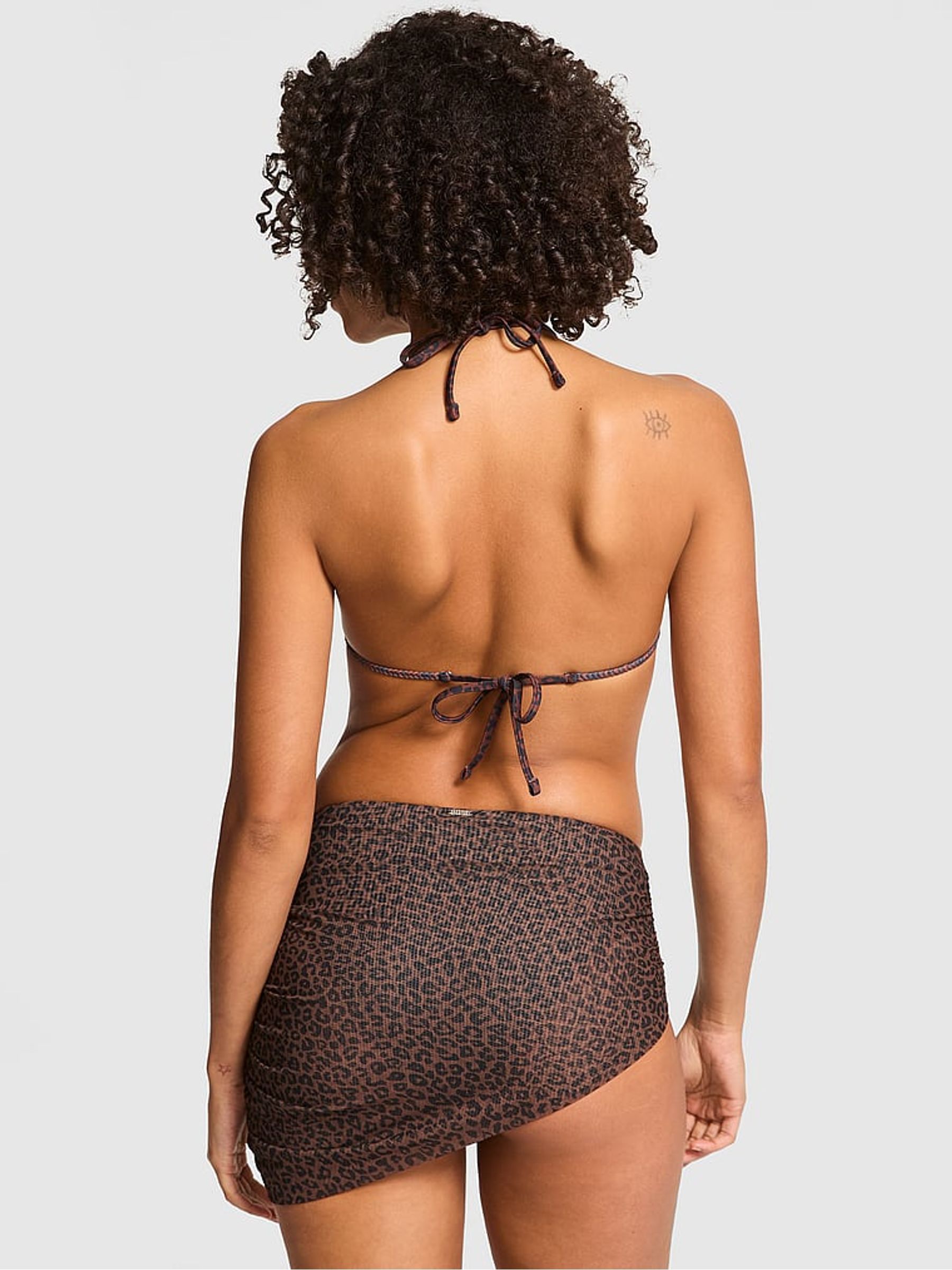 Brown Leopard Cheeky Bikini Bottom with Skirt - Image 2 of 2