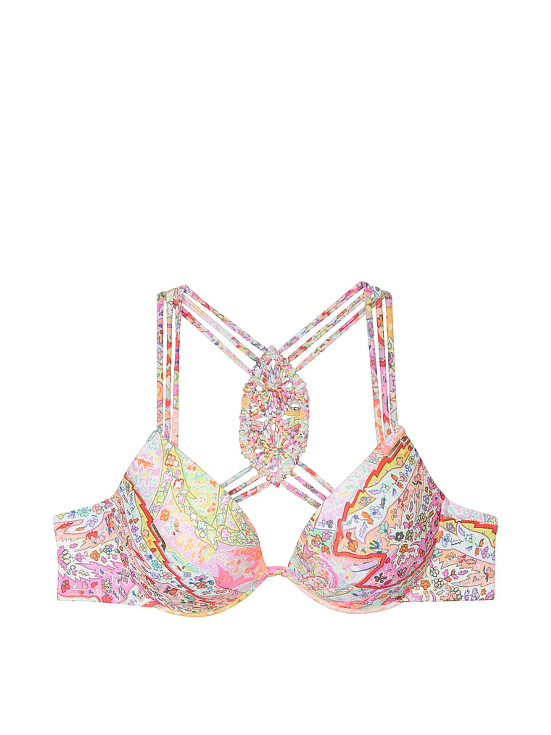 Paisley Pink Push Up Macrame Bikini Top - Image 3 of 3