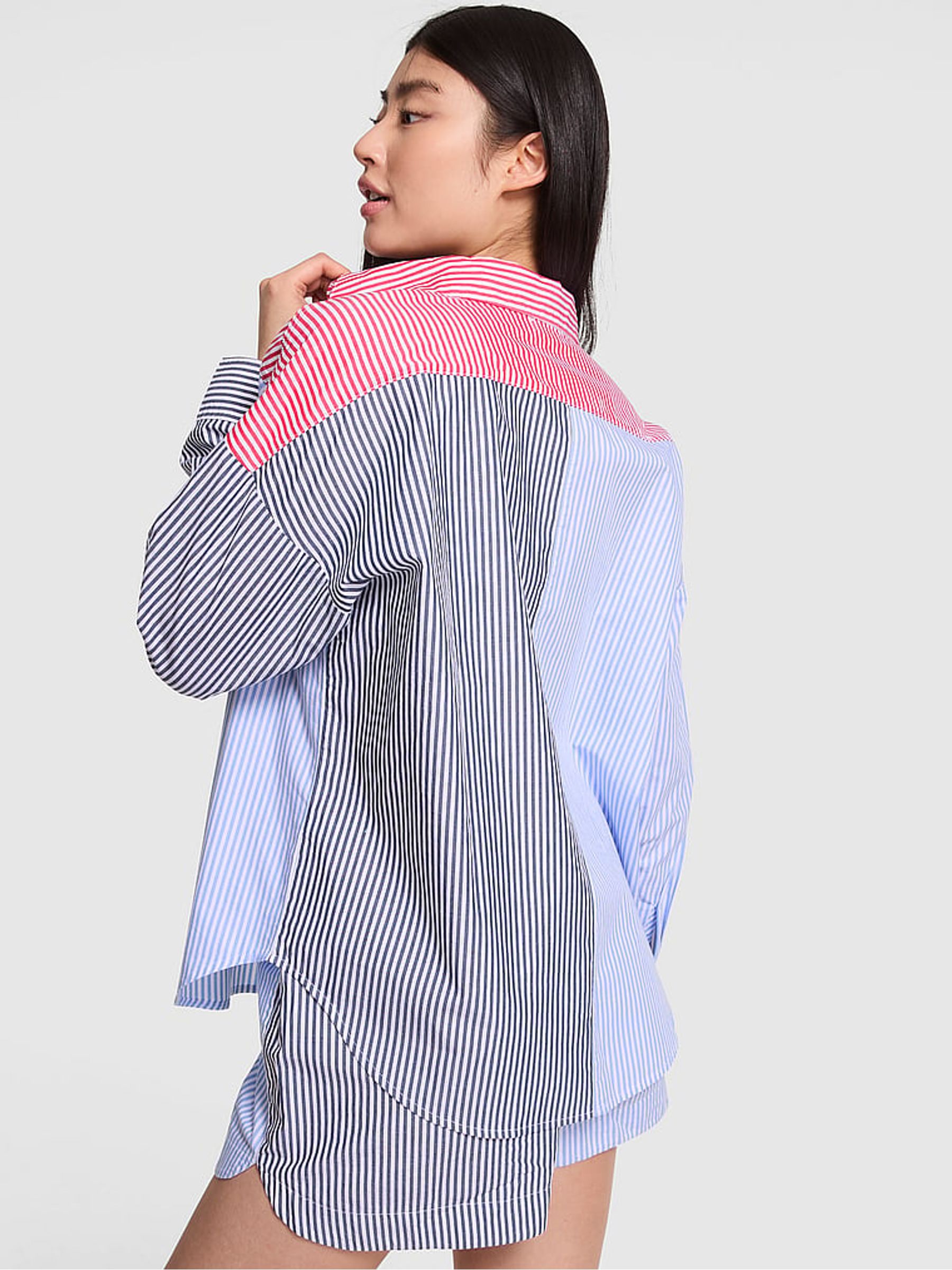 Red and Blue Stripe Oversized Pyjama Shirt - Image 2 of 3