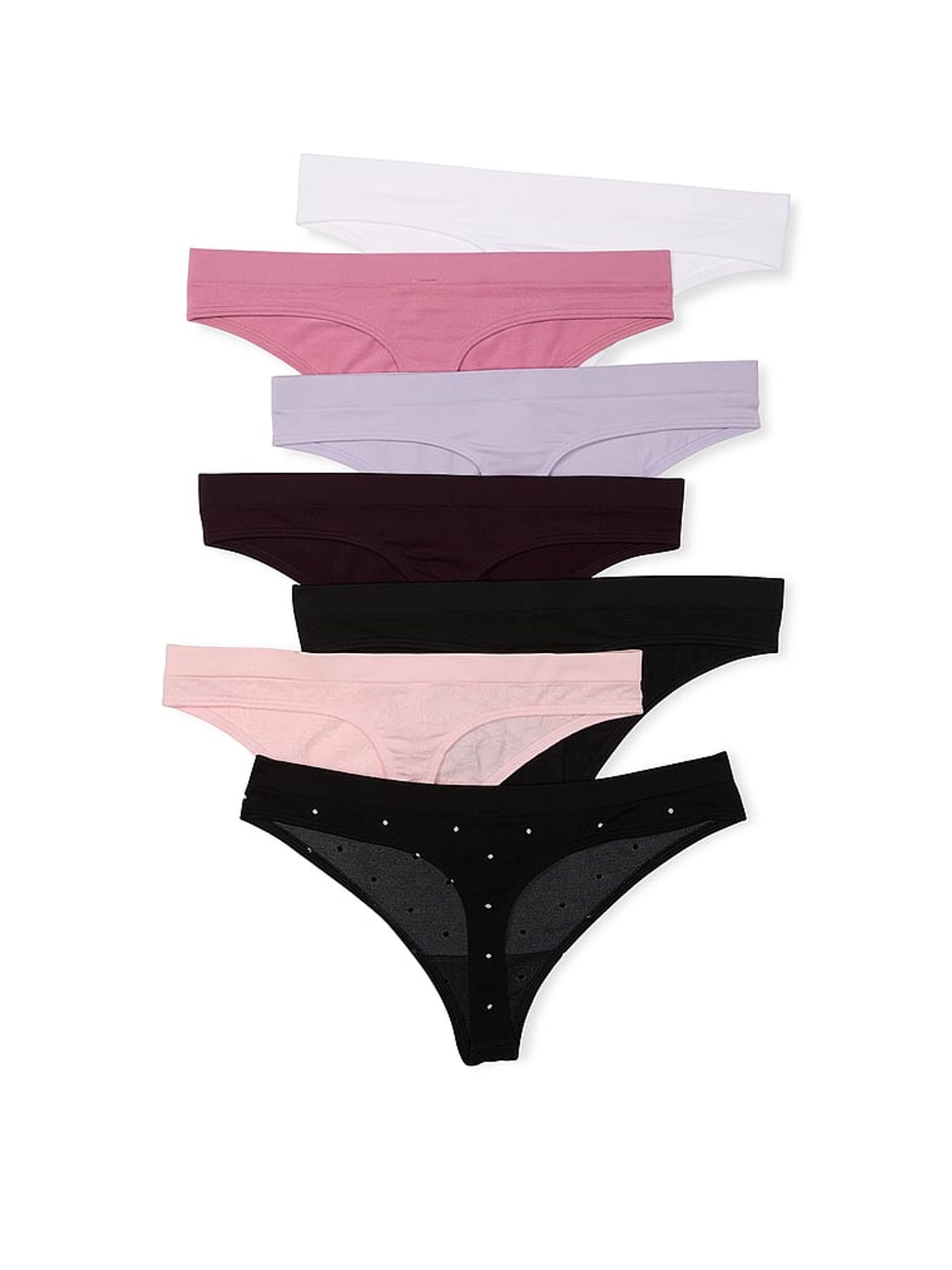 White/Pink/Purple/Black Thong 7 Pack Knickers - Image 2 of 2