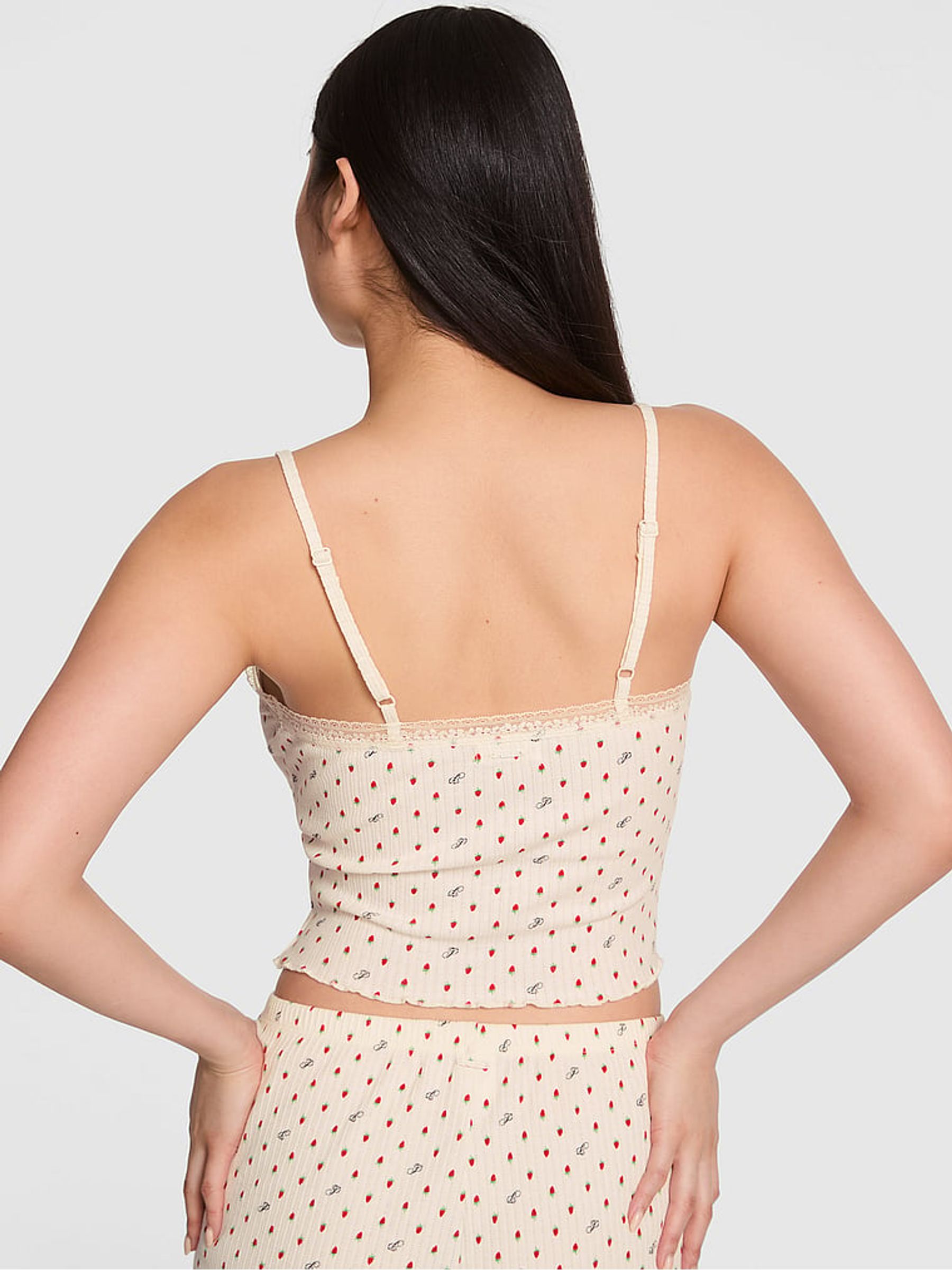 White Shell Strawberries Pointelle PJ Cami Top - Image 2 of 2