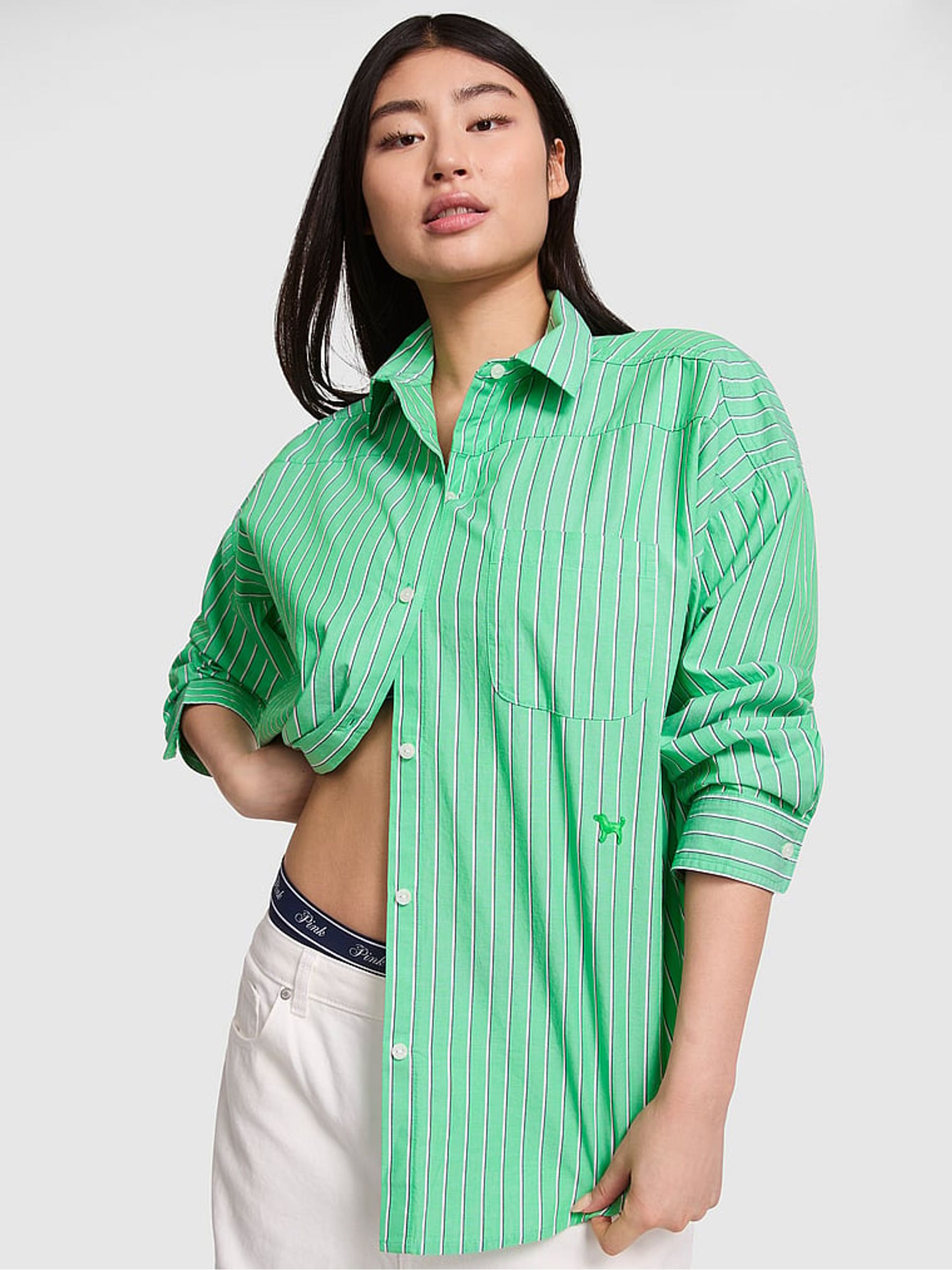 Wild Green Oversized Pyjama Shirt - Image 1 of 2