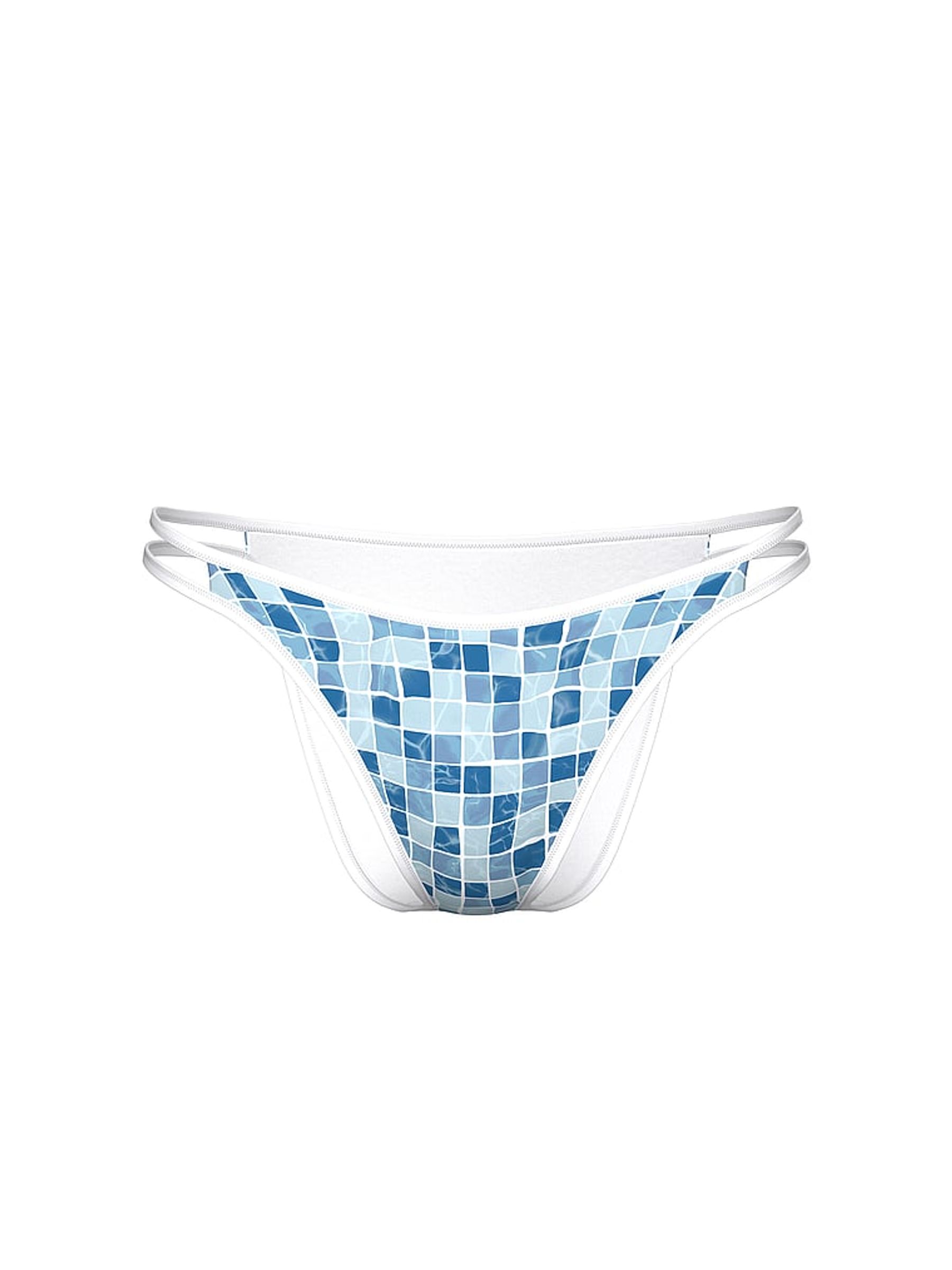 Wavy Tiles Blue Cheeky Scuba Bikini Bottoms - Image 3 of 3