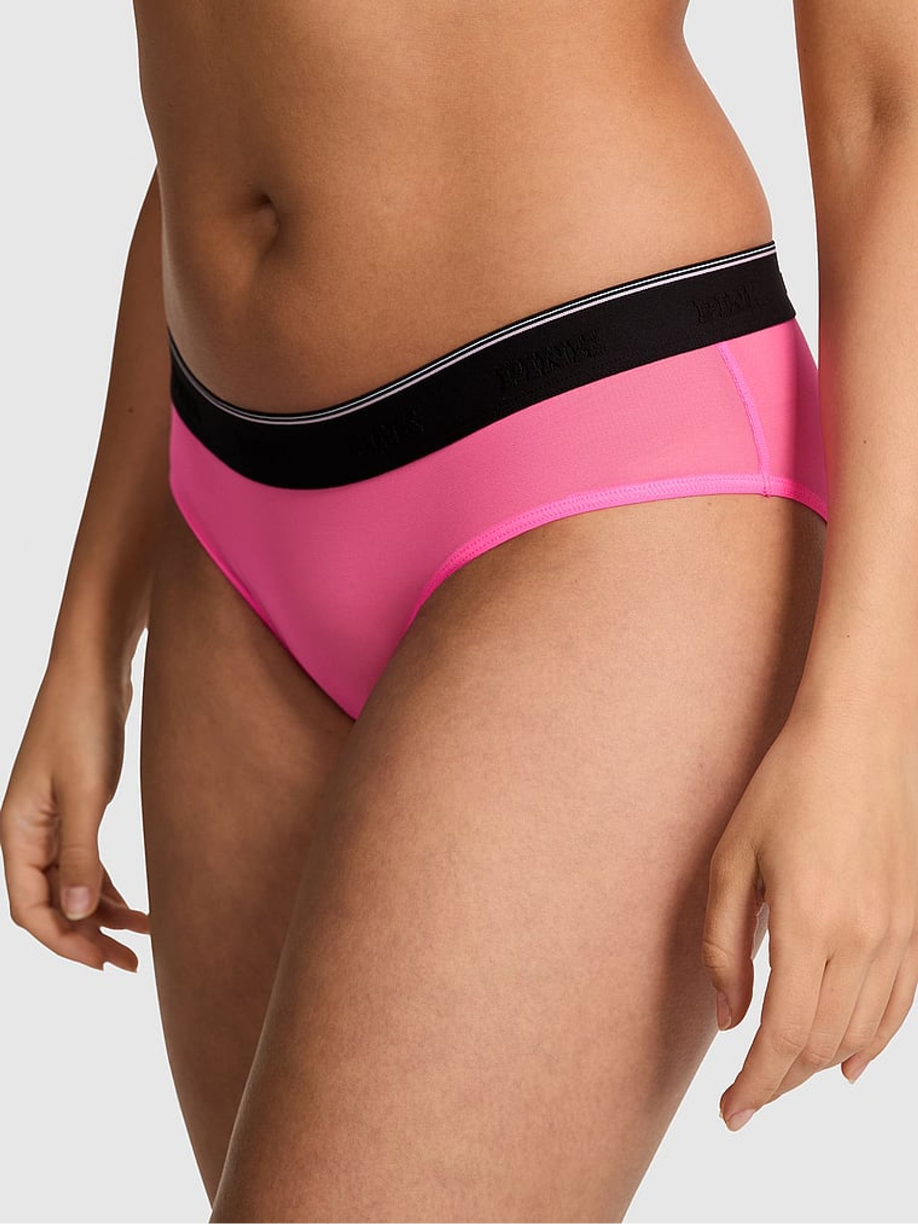 Radiant Rose Pink Hipster Logo Mesh Knickers - Image 1 of 2
