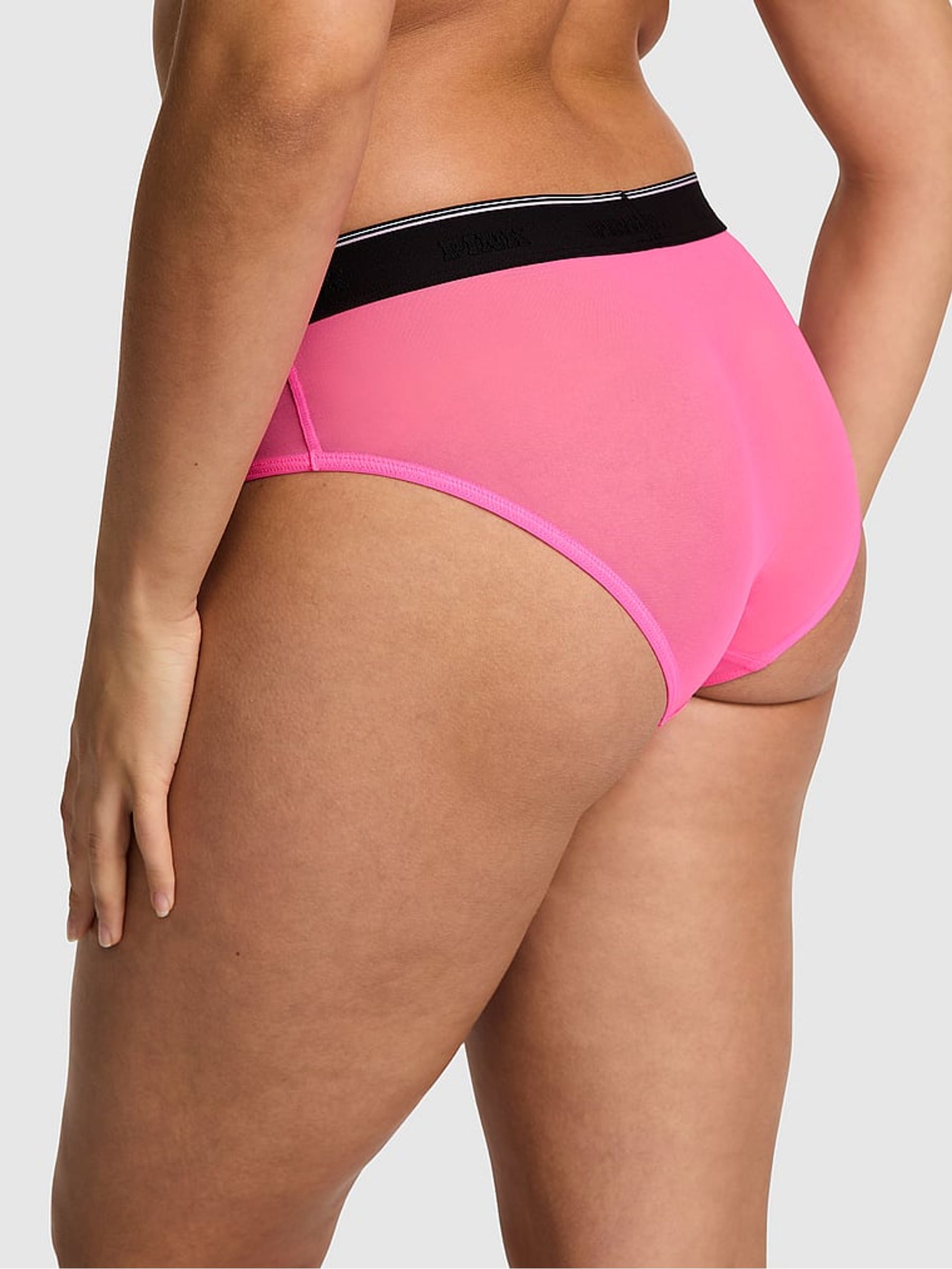 Radiant Rose Pink Hipster Logo Mesh Knickers - Image 2 of 2