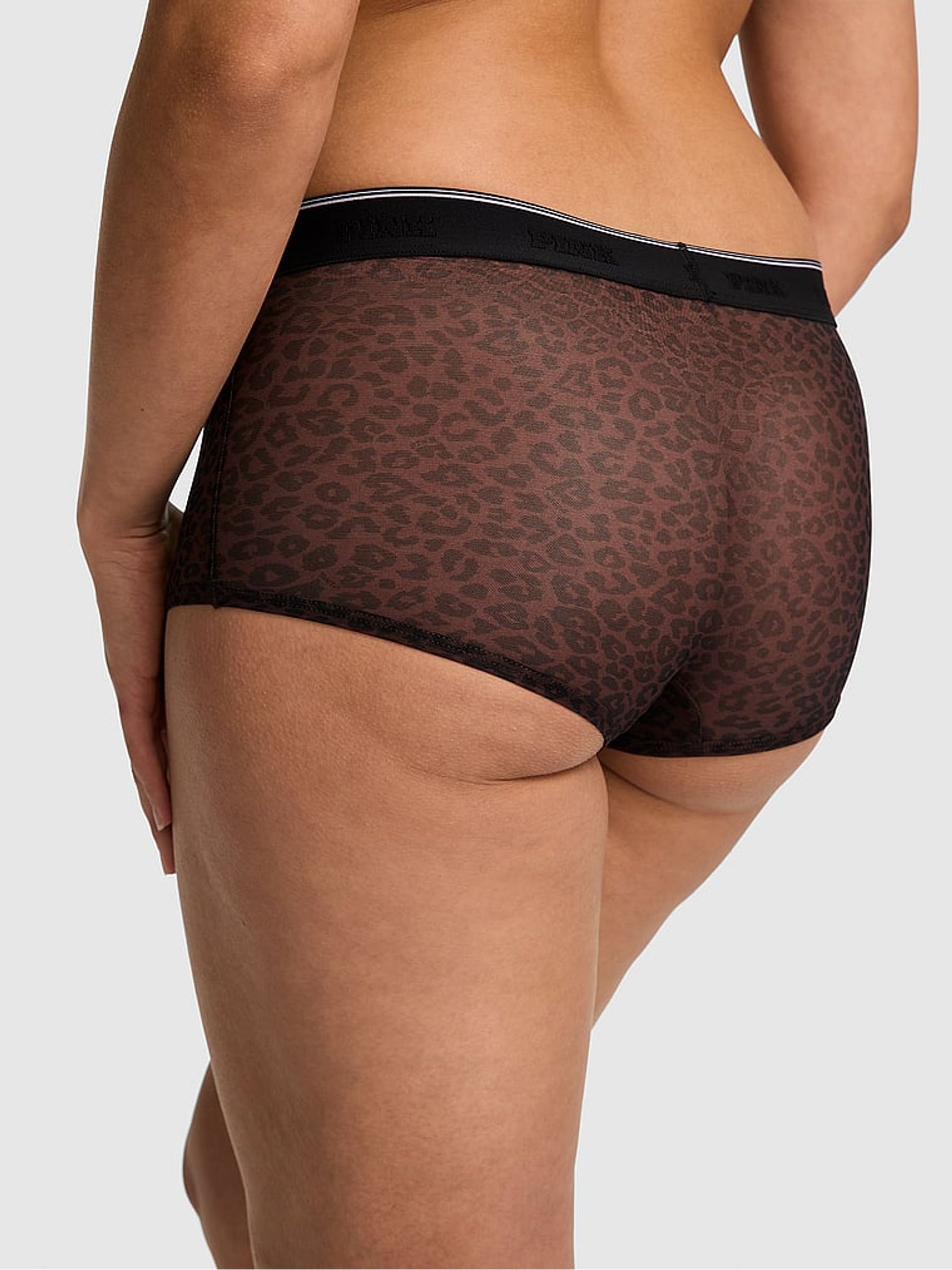 Brown Leopard Short Logo Mesh Knickers - Image 2 of 2