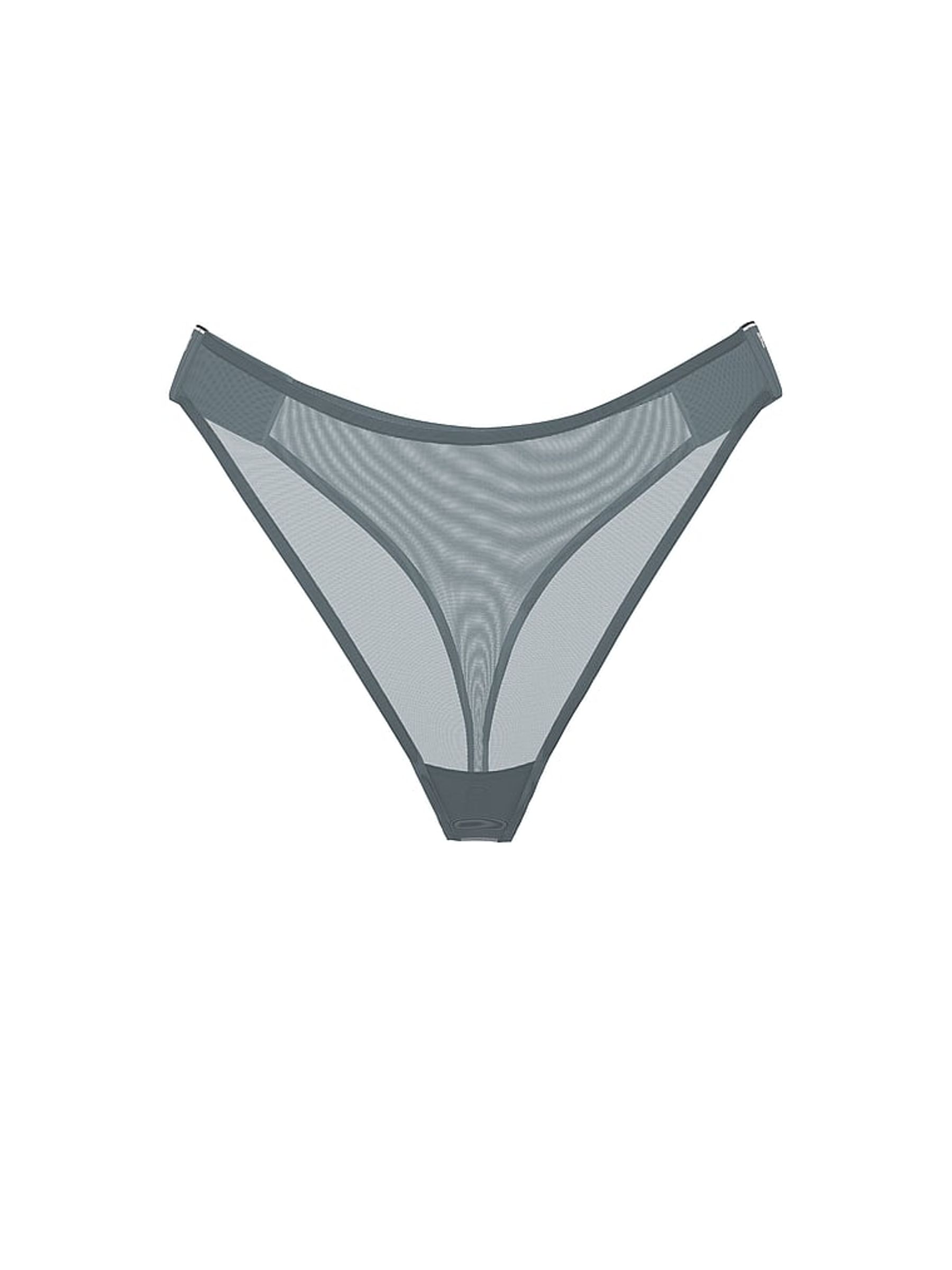 Dusty Iris Blue Thong Logo Mesh Knickers - Image 3 of 3
