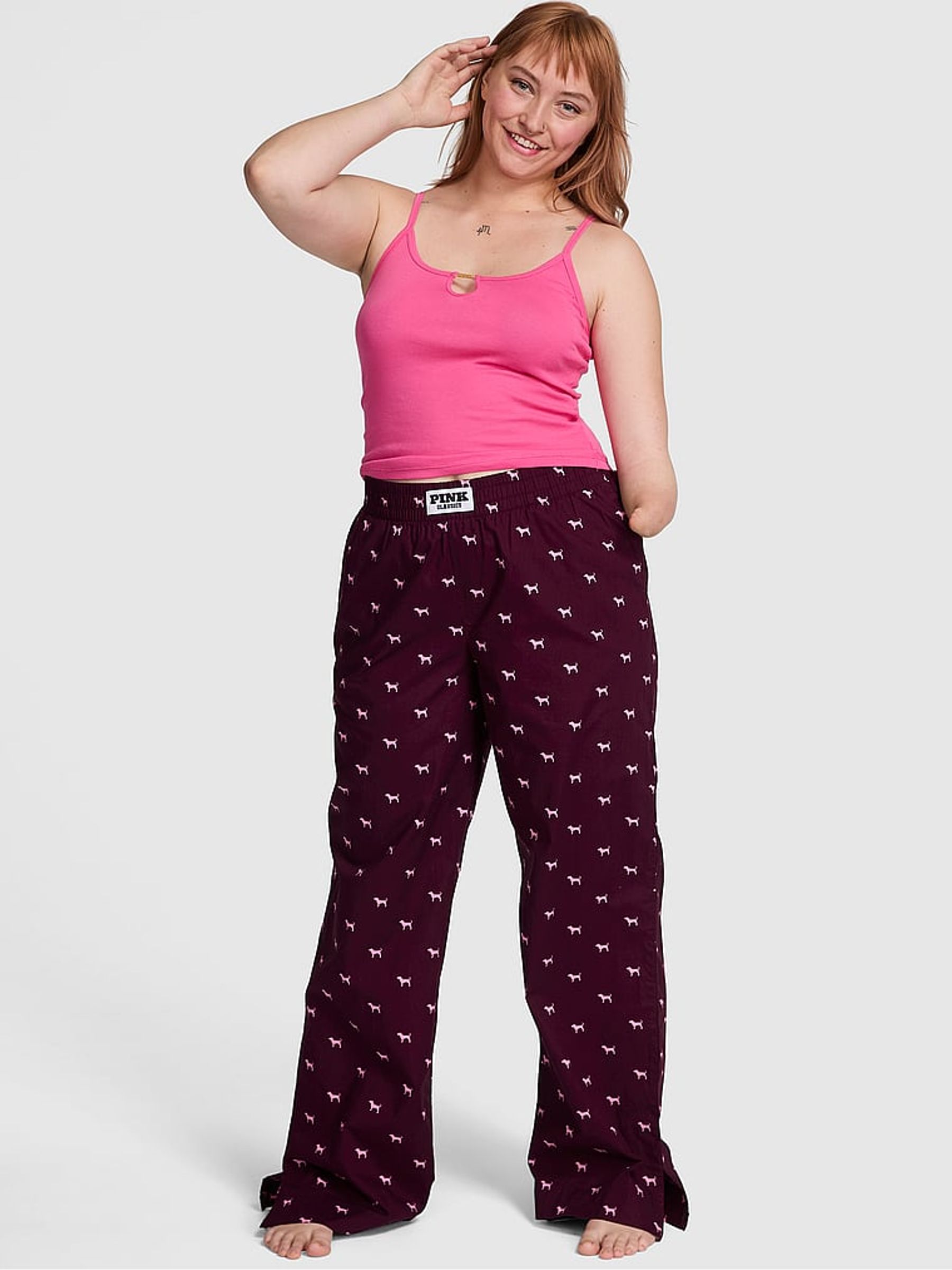 Purple Rose Dog Print Boyfriend Pyjama Bottoms - Image 1 of 2