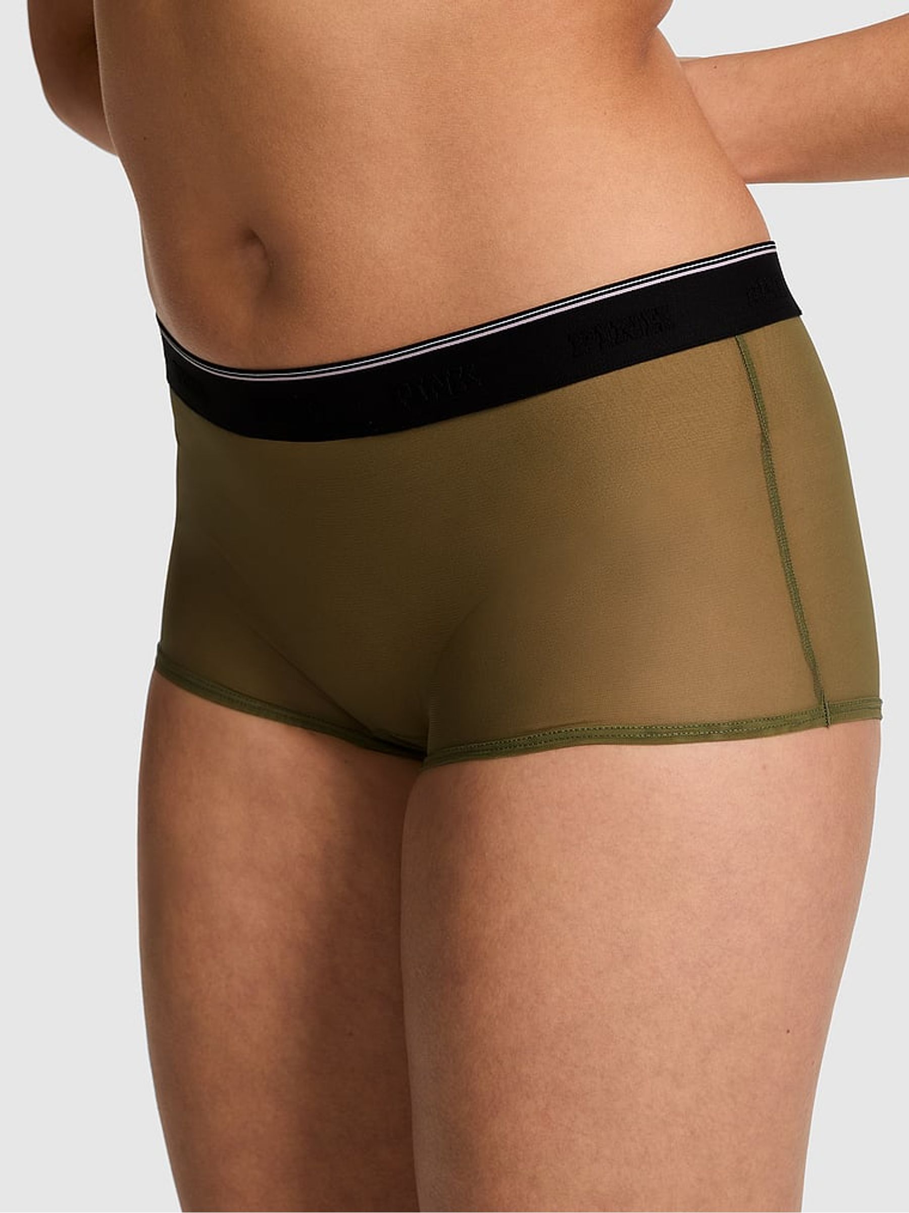 Olive Green Short Logo Mesh Knickers - Image 1 of 2