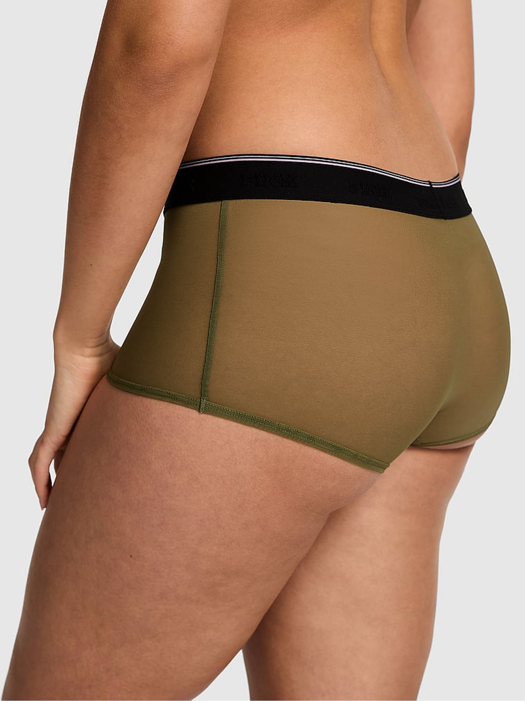 Olive Green Short Logo Mesh Knickers - Image 2 of 2